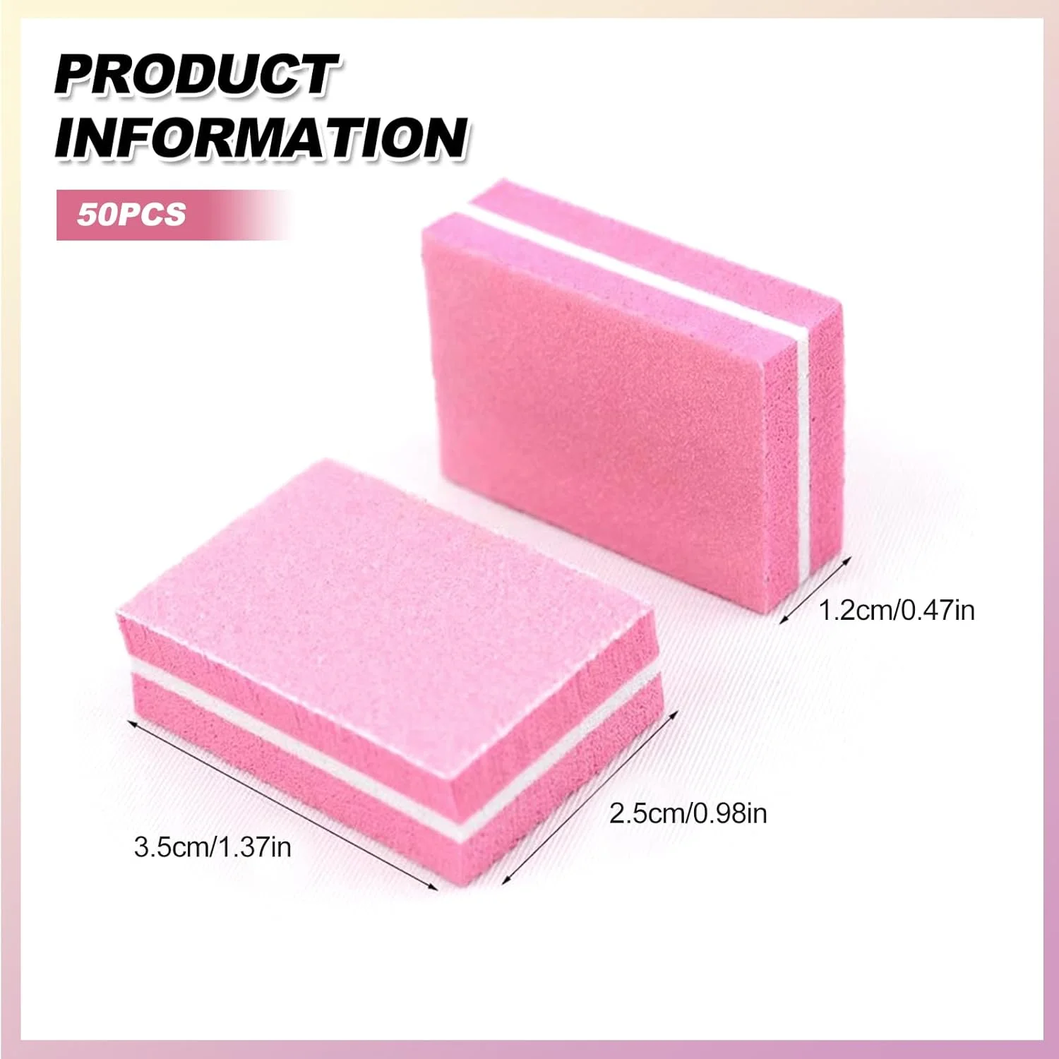 بلاک های بافر ناخن، 50 عدد، درجه زبری 100/180، فایل بافر ناخن، مینی دو طرفه، بلاک سمباده بافر ناخن صورتی برای خانه