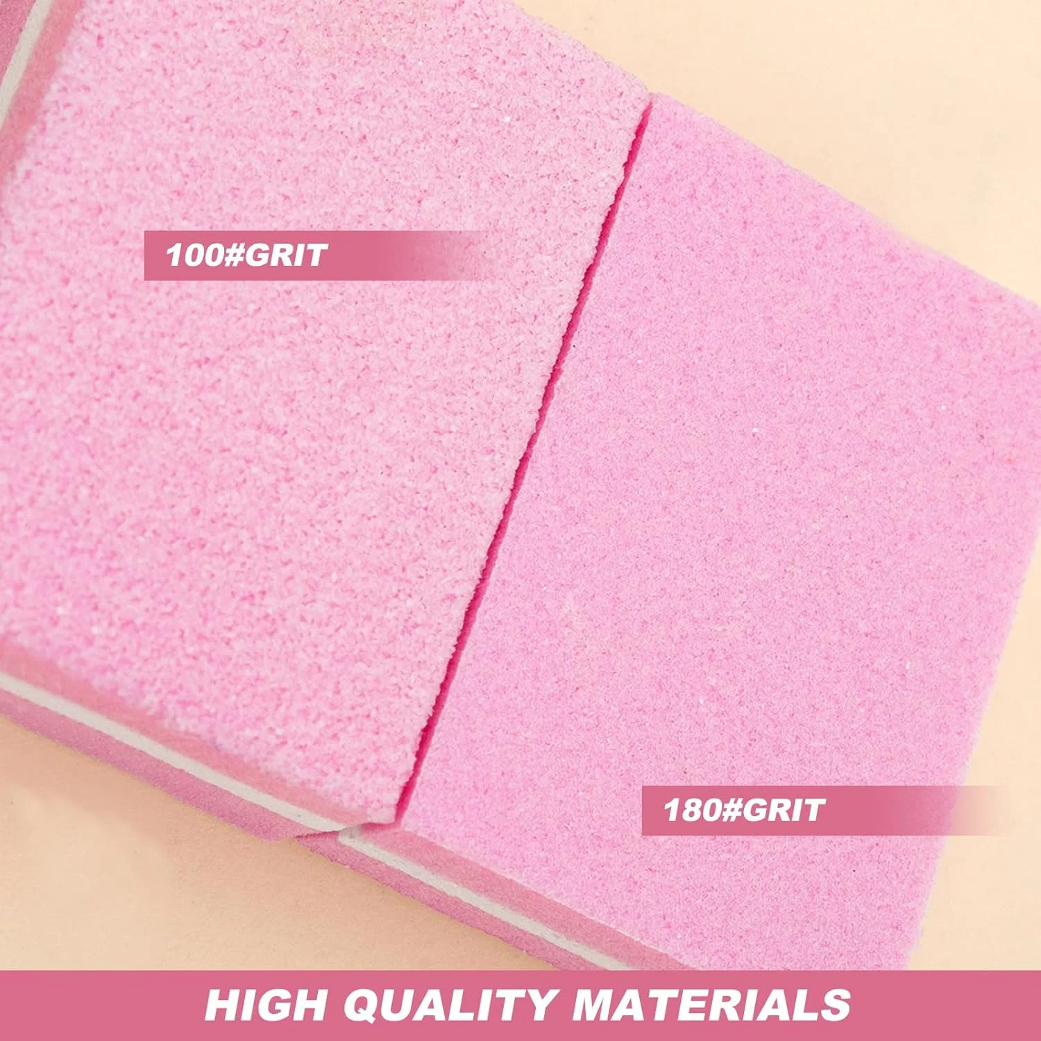 بلاک های بافر ناخن، 50 عدد، درجه زبری 100/180، فایل بافر ناخن، مینی دو طرفه، بلاک سمباده بافر ناخن صورتی برای خانه