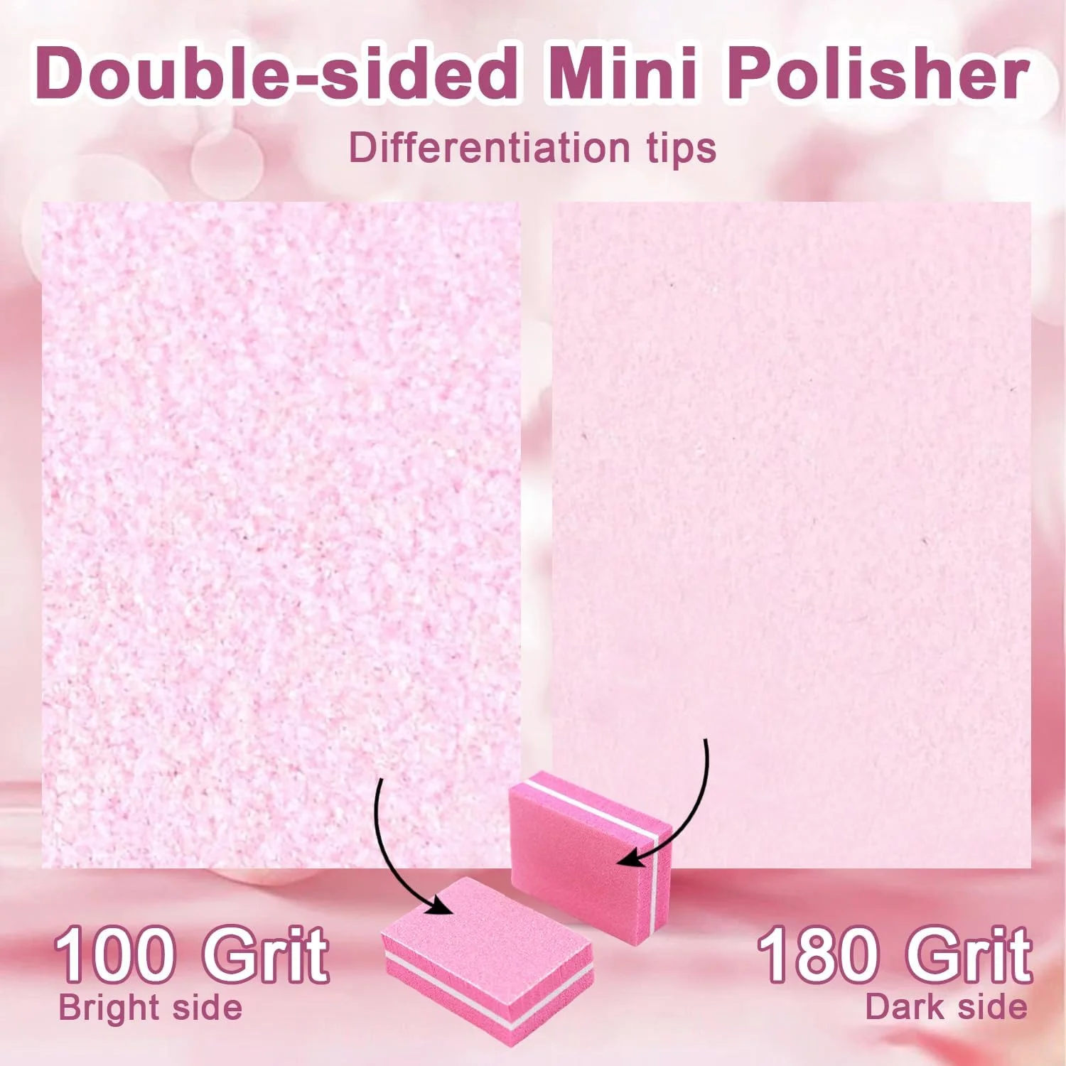 بلاک های مینی بافر ناخن، فایل سمباده بافر اسفنجی گریت 100/180، 50 عدد بلاک های مینی بافر ناخن، فایل سمباده بافر اسفنجی گریت 100/180، 50 عدد