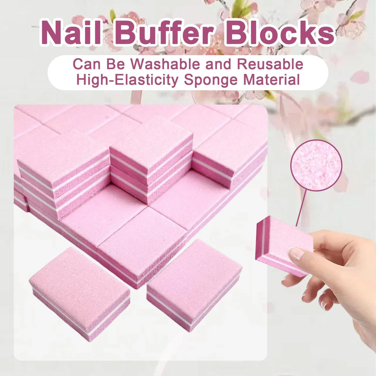 بلاک های مینی بافر ناخن، فایل سمباده بافر اسفنجی گریت 100/180، 50 عدد بلاک های مینی بافر ناخن، فایل سمباده بافر اسفنجی گریت 100/180، 50 عدد