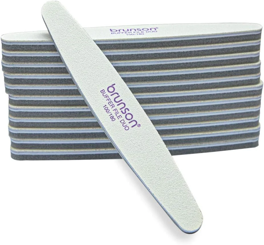 برانسون بسته 10 عددی سوهان ناخن و بافر 100/180، بلوک بافر سمباده دو طرفه، اسفنج حرفه ای هنر ناخن (10 عدد خاکستری)