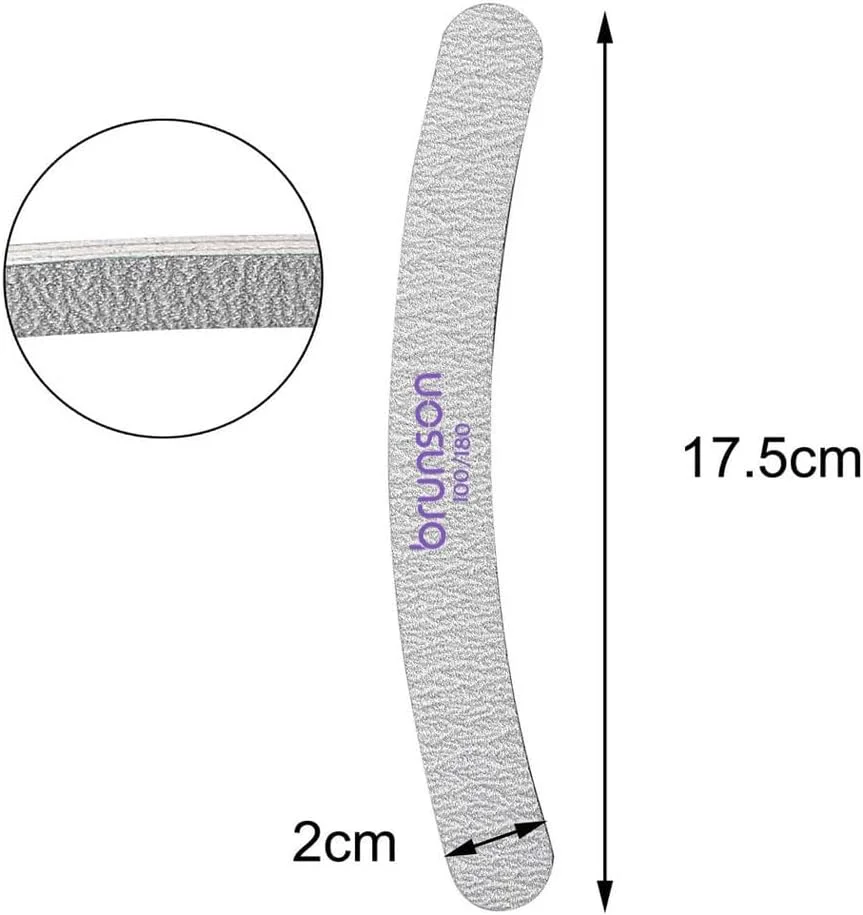 سوهان ناخن خمیده برانسون 100/180 - بسته 40 عددی | سوهان ناخن حرفه ای برای ناخن های اکریلیک، ژل، مانیکور و پدیکور | بافر ناخن برای شکل دادن، صاف کردن و ایجاد درخشندگی سوهان ناخن خمیده برانسون 100/180 - بسته 40 عددی | سوهان ناخن حرفه ای برای ناخن های اکریلیک، ژل، مانیکور و پدیکور | بافر ناخن برای شکل دادن، صاف کردن و ایجاد درخشندگی