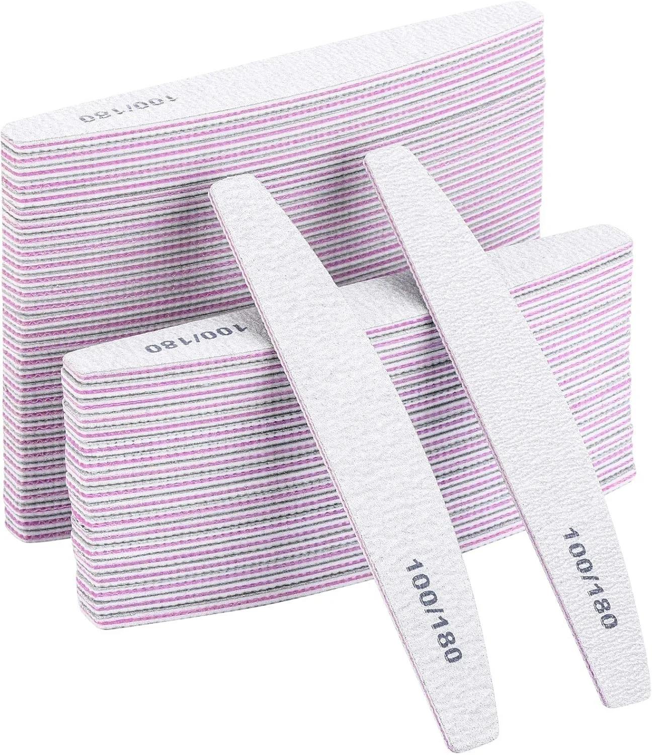 سوهان و بافر ناخن BTYMS، بسته 75 عددی، مناسب ناخن های اکریلیک، درجه زبری 100/180، دو طرفه، سمباده ای