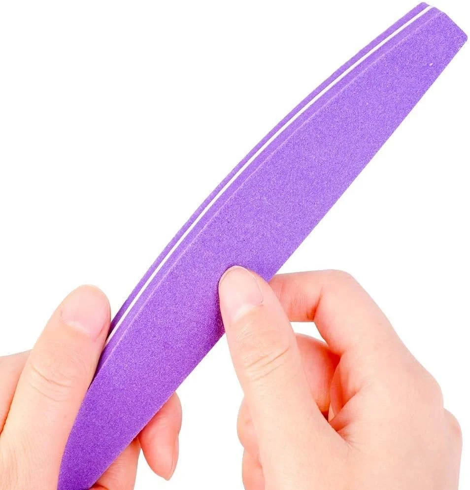 برانسون 10 عدد سوهان ناخن، بافر ناخن 100/180، بلاک بافر سمباده دو طرفه، اسفنج حرفه ای طراحی ناخن (10 عدد بنفش)