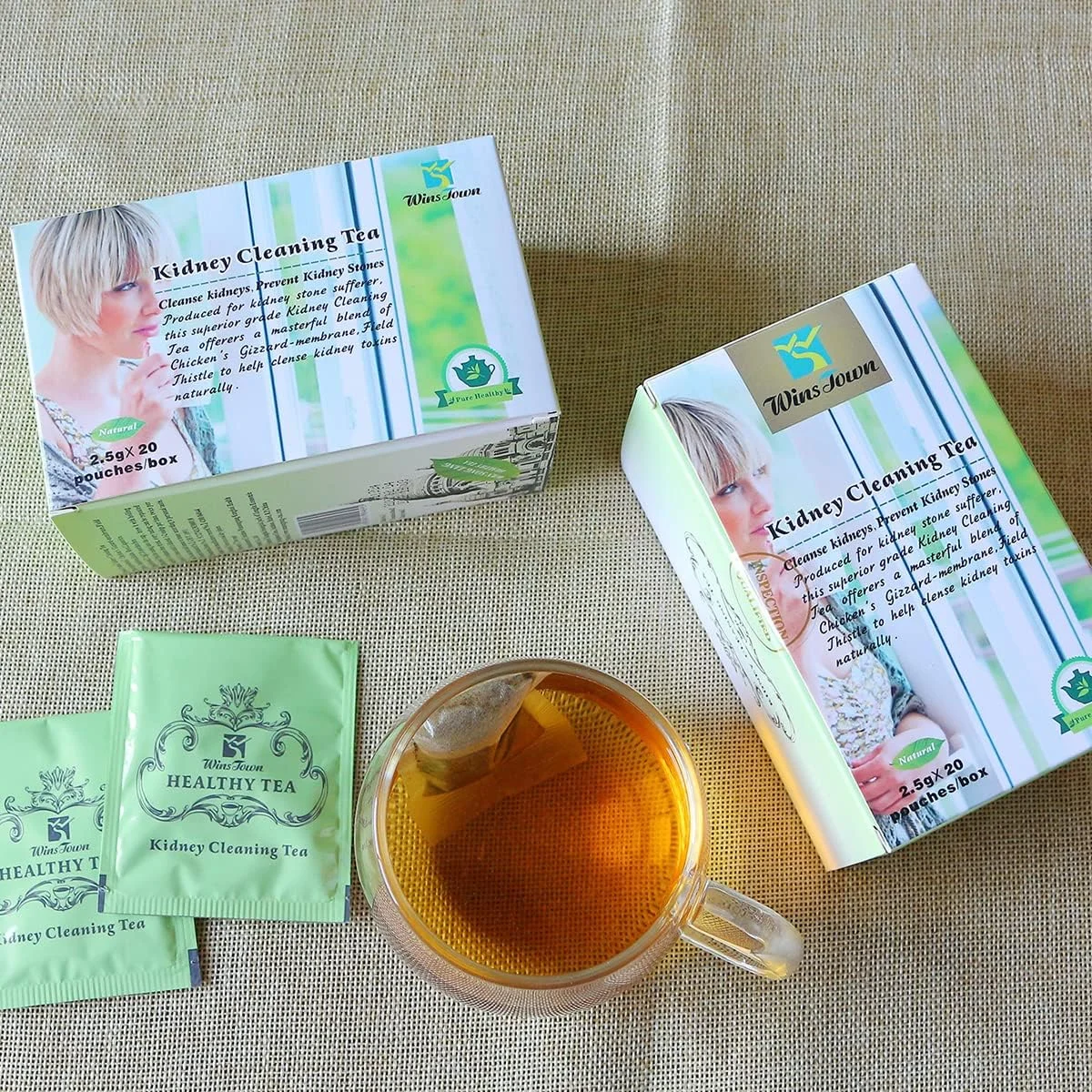 چای پاک کننده سنگ کلیه Wins Town، سنگ شکن برای پاکسازی و سم زدایی کلیه، 20 تی بگ