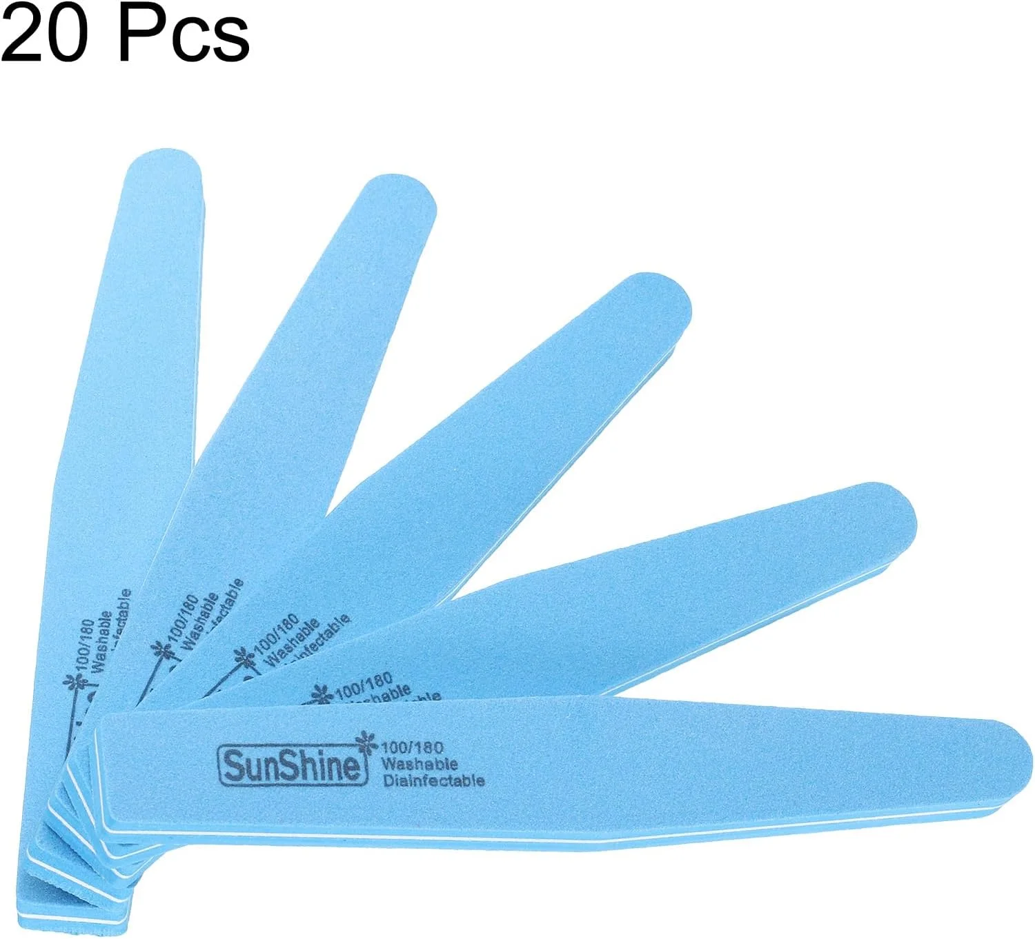 بافر ناخن هرفینگتون 20 عددی، بلاک بافر ناخن گریت 100/180، سوهان بافر اسفنجی دو طرفه ابزار مانیکور برای ناخن های اکریلیک/طبیعی، آبی بافر ناخن هرفینگتون 20 عددی، بلاک بافر ناخن گریت 100/180، سوهان بافر اسفنجی دو طرفه ابزار مانیکور برای ناخن های اکریلیک/طبیعی، آبی