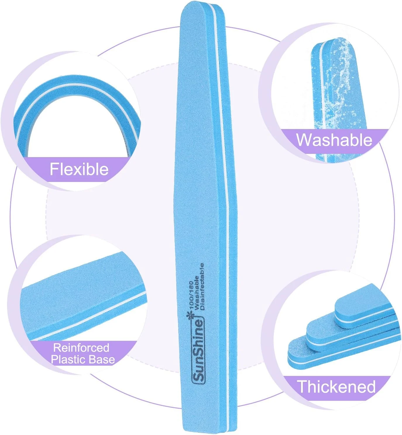 بافر ناخن هرفینگتون 20 عددی، بلاک بافر ناخن گریت 100/180، سوهان بافر اسفنجی دو طرفه ابزار مانیکور برای ناخن های اکریلیک/طبیعی، آبی بافر ناخن هرفینگتون 20 عددی، بلاک بافر ناخن گریت 100/180، سوهان بافر اسفنجی دو طرفه ابزار مانیکور برای ناخن های اکریلیک/طبیعی، آبی