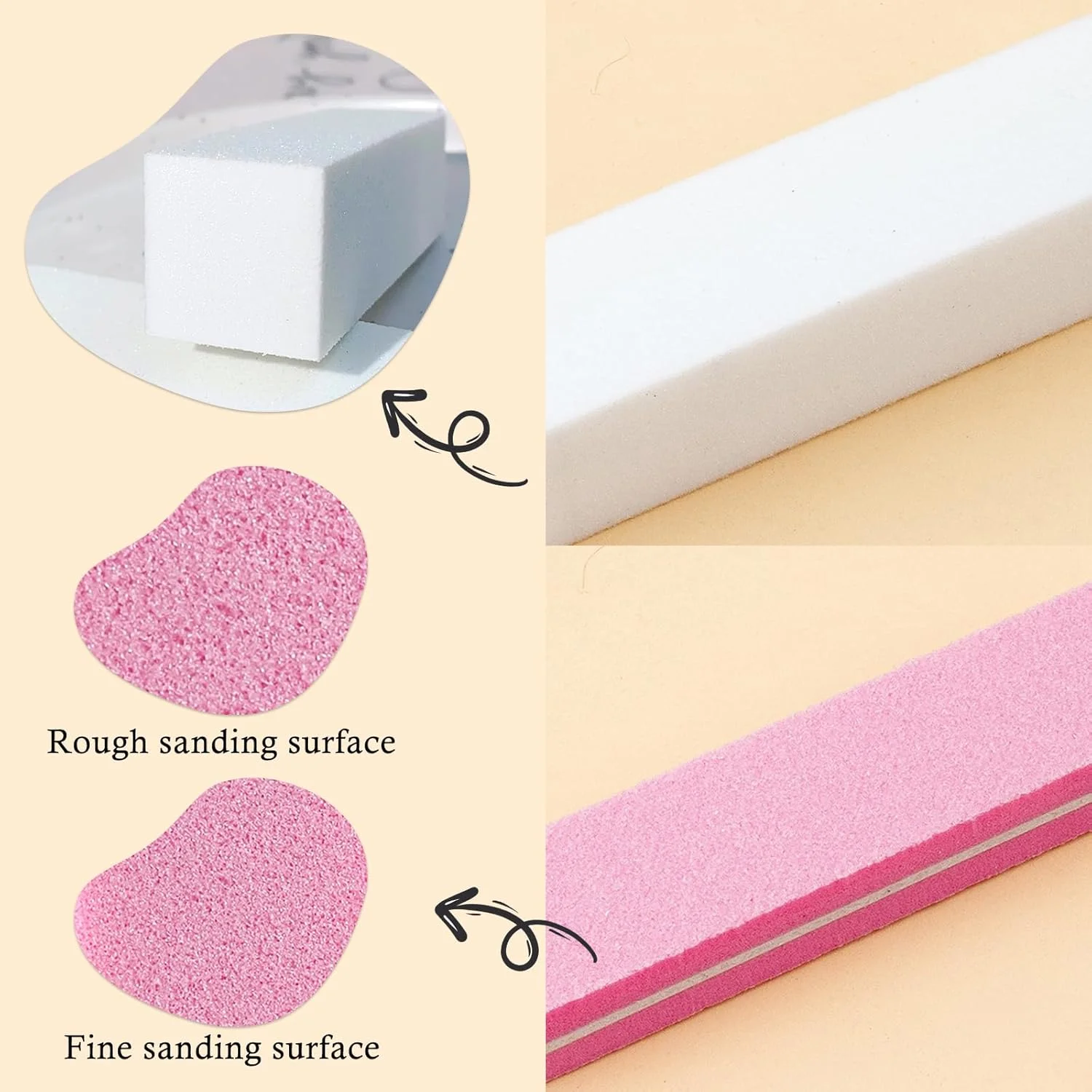 ست ابزار مانیکور 7 تکه، سوهان ناخن گریت 100/180، بلاک های بافر ناخن، پوشر کوتیکول، برس تمیز کننده ناخن انگشتی صورتی، ست آماده سازی ناخن ابزار مانیکور پدیکور حرفه ای برای زنان و مردان ست ابزار مانیکور 7 تکه، سوهان ناخن گریت 100/180، بلاک های بافر ناخن، پوشر کوتیکول، برس تمیز کننده ناخن انگشتی صورتی، ست آماده سازی ناخن ابزار مانیکور پدیکور حرفه ای برای زنان و مردان