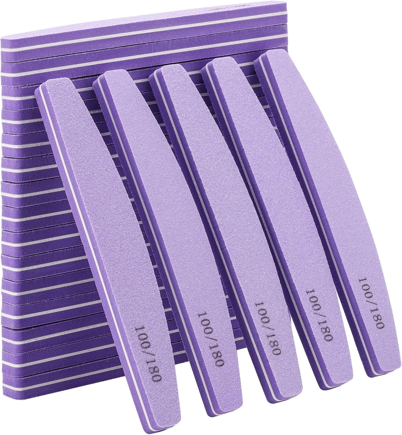 LoveBB بسته 20 عددی بافر ناخن گریت 100/180، سوهان ناخن دو طرفه قابل شستشو برای ناخن های اکریلیک، طبیعی و ژلی، بنفش LoveBB بسته 20 عددی بافر ناخن گریت 100/180، سوهان ناخن دو طرفه قابل شستشو برای ناخن های اکریلیک، طبیعی و ژلی، بنفش