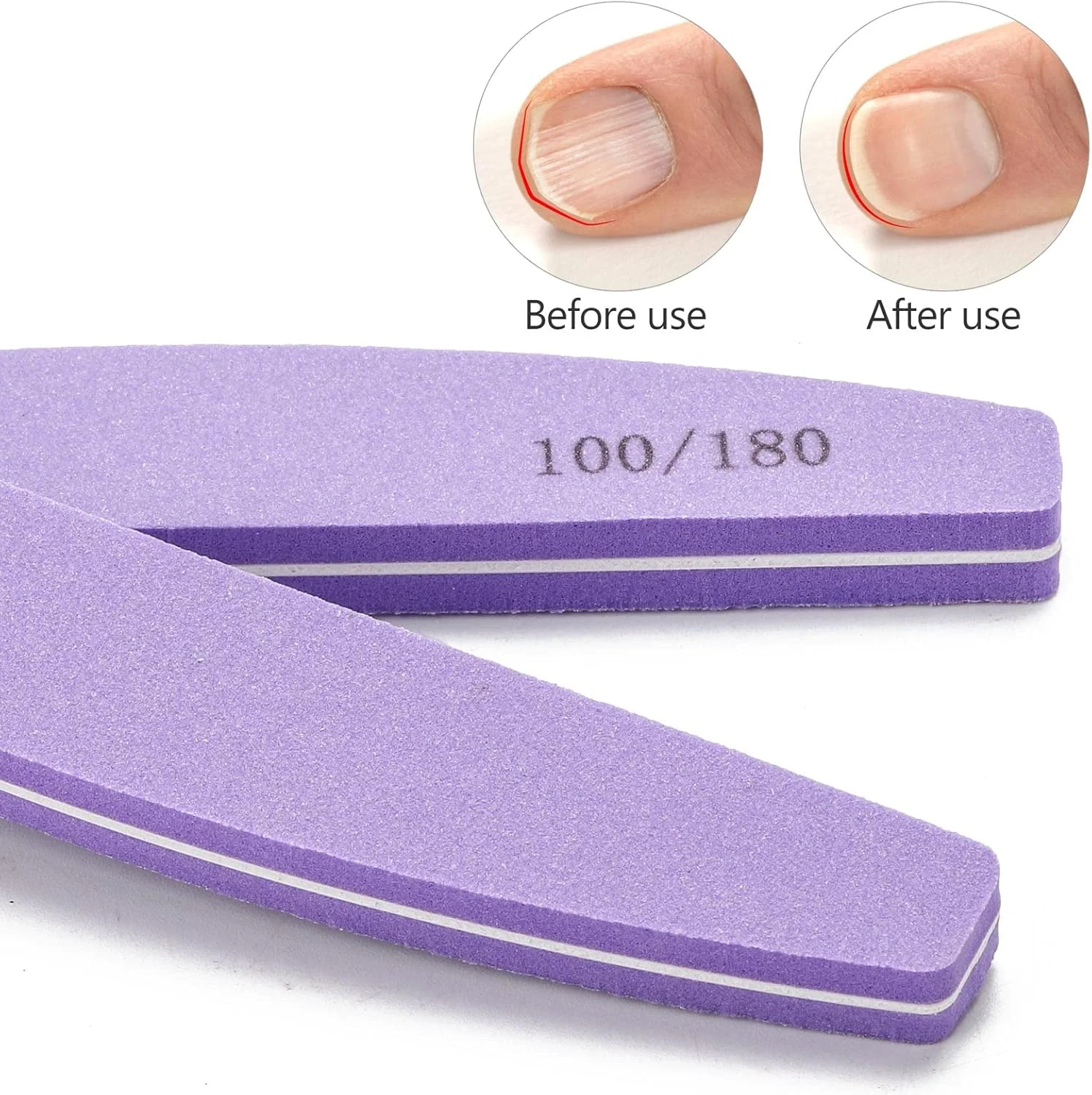 LoveBB بسته 20 عددی بافر ناخن گریت 100/180، سوهان ناخن دو طرفه قابل شستشو برای ناخن های اکریلیک، طبیعی و ژلی، بنفش LoveBB بسته 20 عددی بافر ناخن گریت 100/180، سوهان ناخن دو طرفه قابل شستشو برای ناخن های اکریلیک، طبیعی و ژلی، بنفش