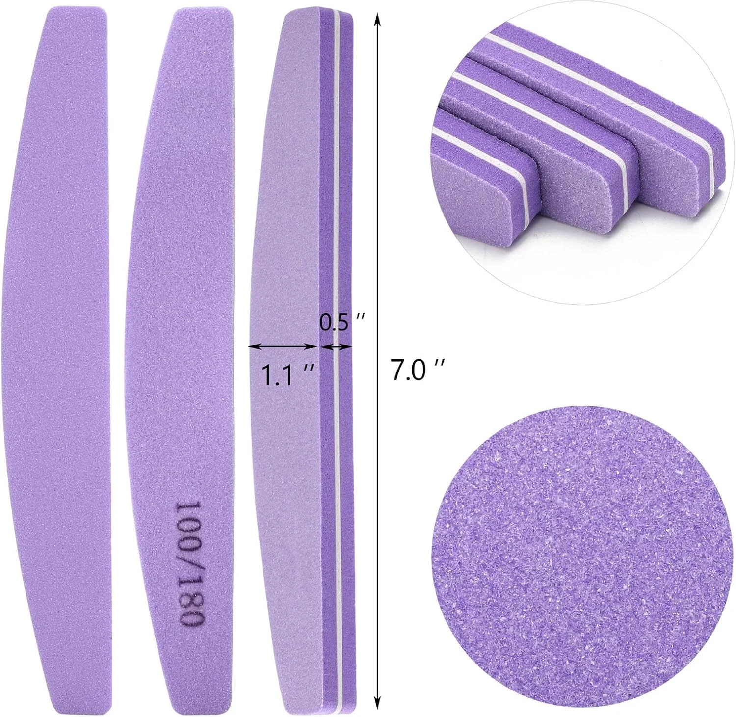 LoveBB بسته 20 عددی بافر ناخن گریت 100/180، سوهان ناخن دو طرفه قابل شستشو برای ناخن های اکریلیک، طبیعی و ژلی، بنفش LoveBB بسته 20 عددی بافر ناخن گریت 100/180، سوهان ناخن دو طرفه قابل شستشو برای ناخن های اکریلیک، طبیعی و ژلی، بنفش