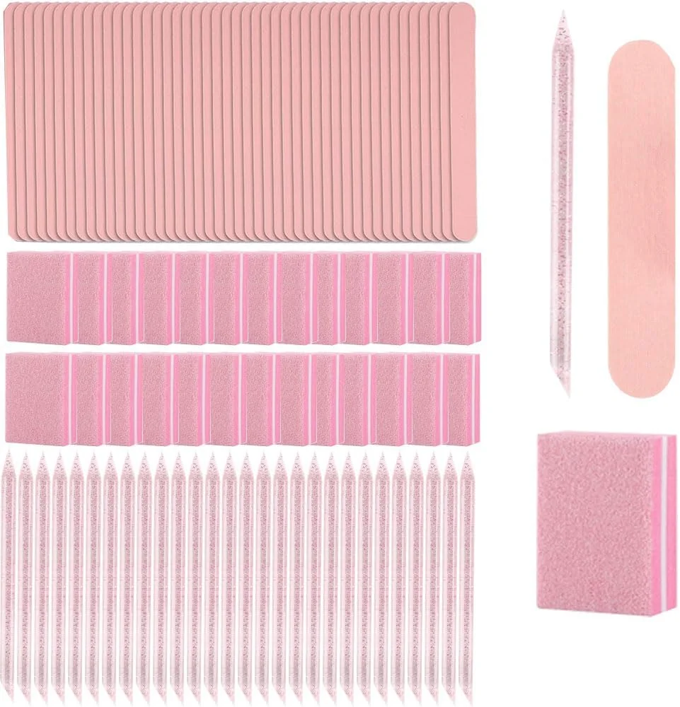 ست ابزار ناخن مصنوعی - مجموعه 100 عددی، شامل بافر، سوهان ناخن و چوب، ست مانیکور یکبار مصرف ست ابزار ناخن مصنوعی - مجموعه 100 عددی، شامل بافر، سوهان ناخن و چوب، ست مانیکور یکبار مصرف