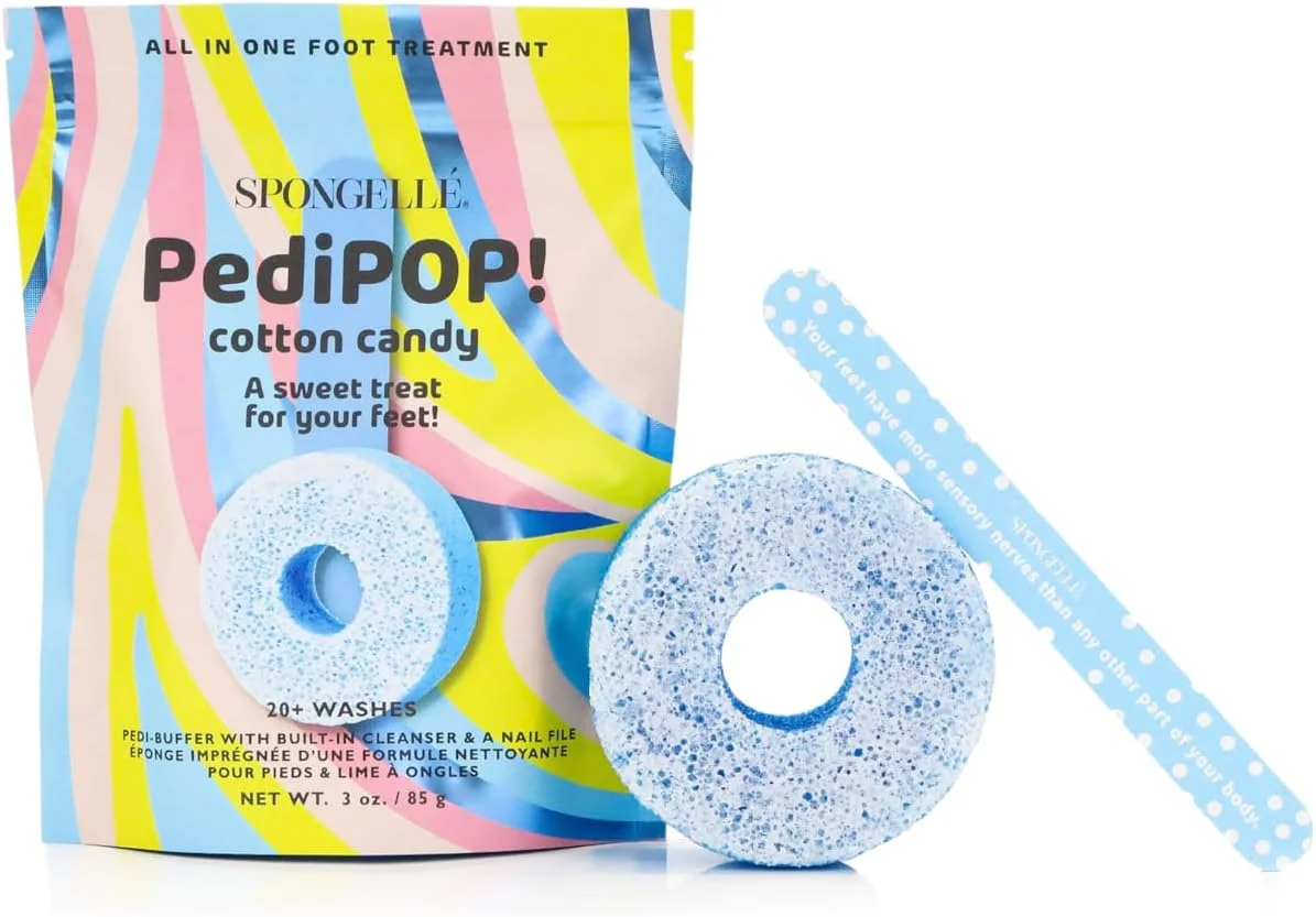 اسفنج لایه بردار پا و سوهان ناخن Spongellé PediPop!، رایحه پشمک اسفنج لایه بردار پا و سوهان ناخن Spongellé PediPop!، رایحه پشمک