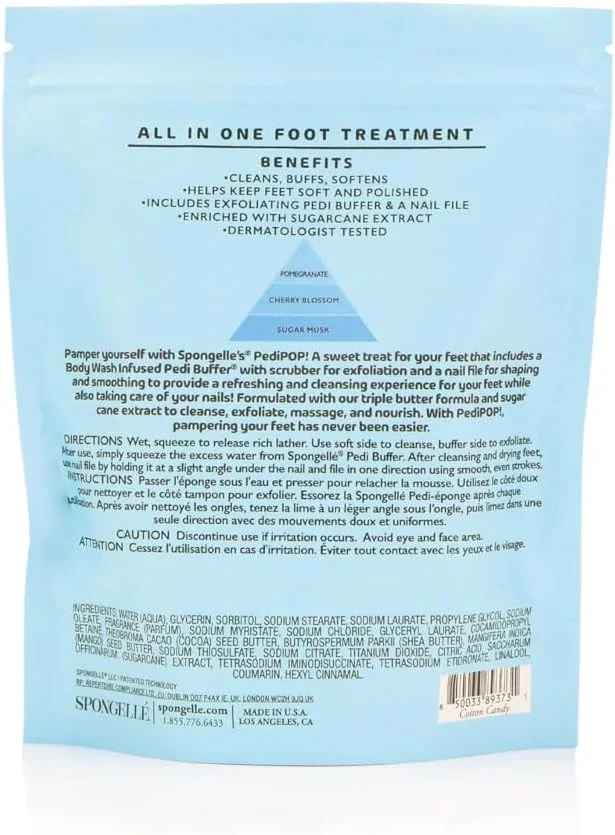 اسفنج لایه بردار پا و سوهان ناخن Spongellé PediPop!، رایحه پشمک اسفنج لایه بردار پا و سوهان ناخن Spongellé PediPop!، رایحه پشمک