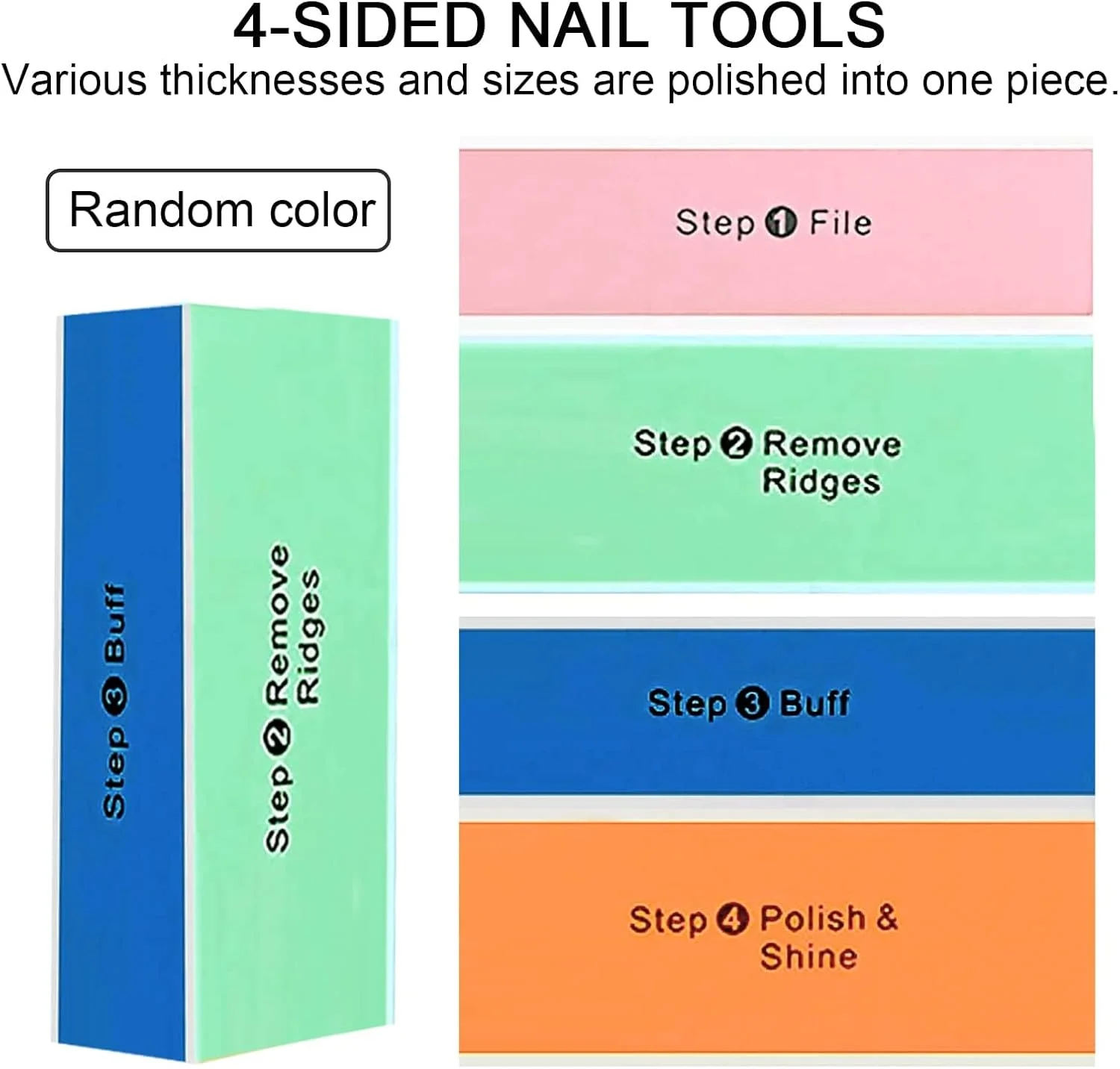 بلاک براق کننده 4 طرفه سافت اِن استایل / بافر براق کننده ناخن 4 مرحله ای 3 عددی
