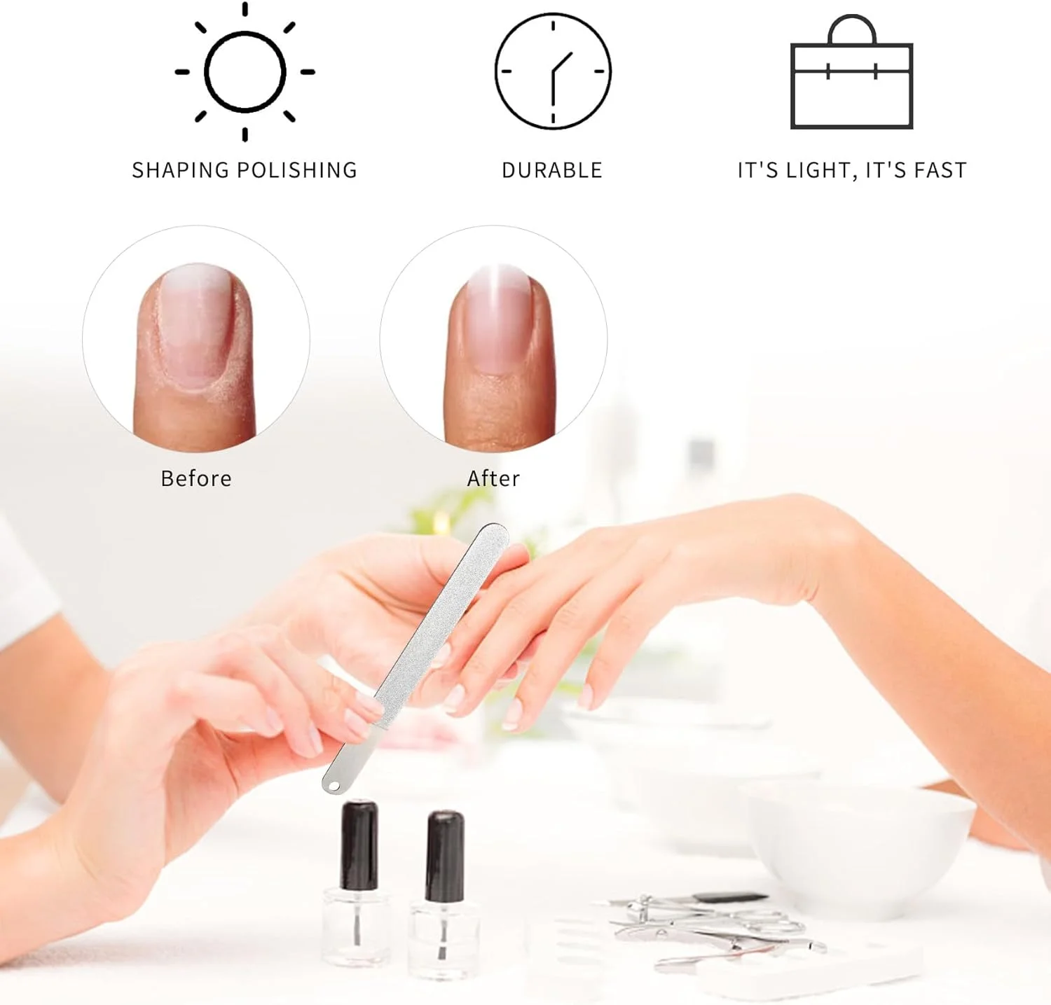 سوهان ناخن الماسه برای انگشتان دست و پا، سوهان ناخن استیل ضد زنگ برای مانیکور و پدیکور، بافر ناخن فلزی دو طرفه برای زنان و مردان، ابزار مراقبت از ناخن قابل استفاده مجدد و قابل شستشو سوهان ناخن الماسه برای انگشتان دست و پا، سوهان ناخن استیل ضد زنگ برای مانیکور و پدیکور، بافر ناخن فلزی دو طرفه برای زنان و مردان، ابزار مراقبت از ناخن قابل استفاده مجدد و قابل شستشو