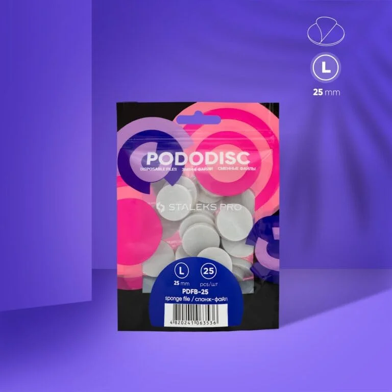 دیسک سمباده ای پودودیسک STALEKS PRO با پایه نرم 25 میلی متر (L) برای دستگاه مانیکور، مخصوص پدیکور (بافر پولیشر)، بسته 25 عددی دیسک سمباده ای پودودیسک STALEKS PRO با پایه نرم 25 میلی متر (L) برای دستگاه مانیکور، مخصوص پدیکور (بافر پولیشر)، بسته 25 عددی