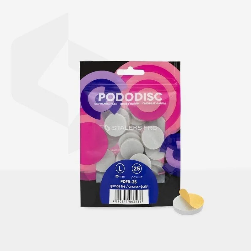 دیسک سمباده ای پودودیسک STALEKS PRO با پایه نرم 25 میلی متر (L) برای دستگاه مانیکور، مخصوص پدیکور (بافر پولیشر)، بسته 25 عددی دیسک سمباده ای پودودیسک STALEKS PRO با پایه نرم 25 میلی متر (L) برای دستگاه مانیکور، مخصوص پدیکور (بافر پولیشر)، بسته 25 عددی
