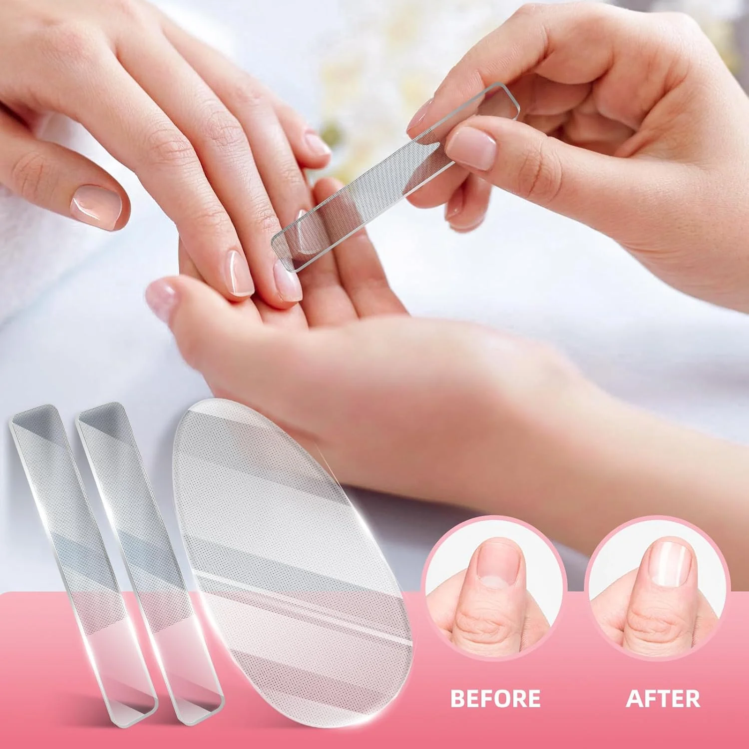 ست سوهان ناخن شیشه ای RedFlow، شامل 2 عدد سوهان ناخن شیشه ای نانو و 1 عدد سوهان پای شیشه ای نانو، ست مانیکور حرفه ای، سوهان ناخن برای ناخن های طبیعی، از بین بردن پینه ها، پوست های مرده، پوست های خشک و ترک خورده