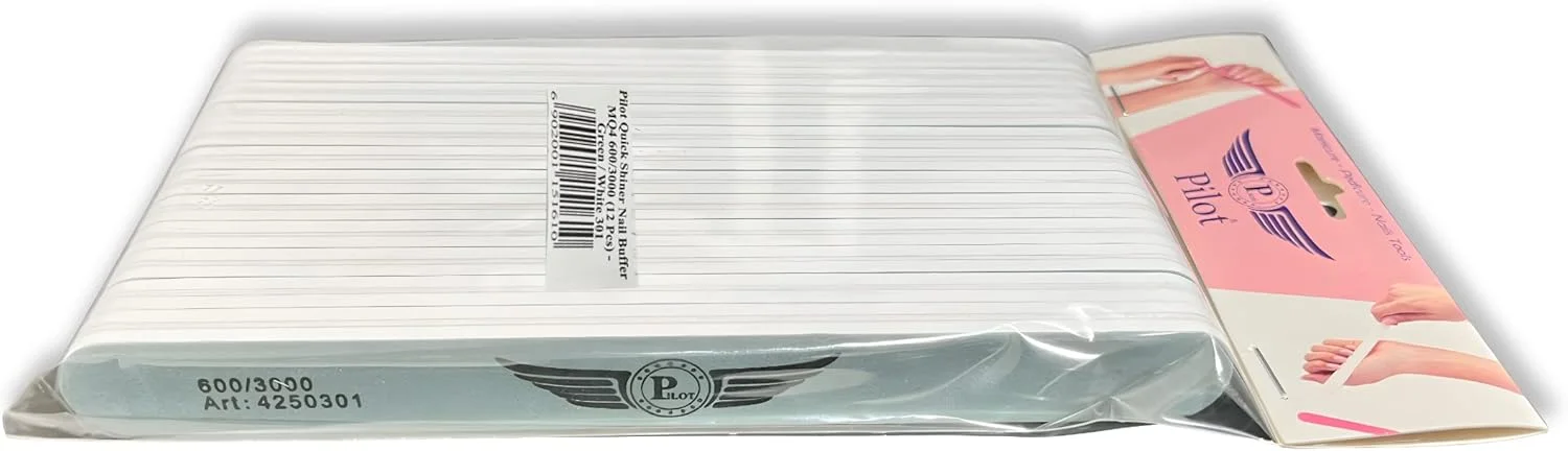 ست براق کننده سریع ناخن پایلوت سانشاین، 12 عدد بافر فوق العاده براق 600/3000 دو طرفه سبز و سفید مدل 301، ابزار مانیکور برای درخشان کردن ناخن ها