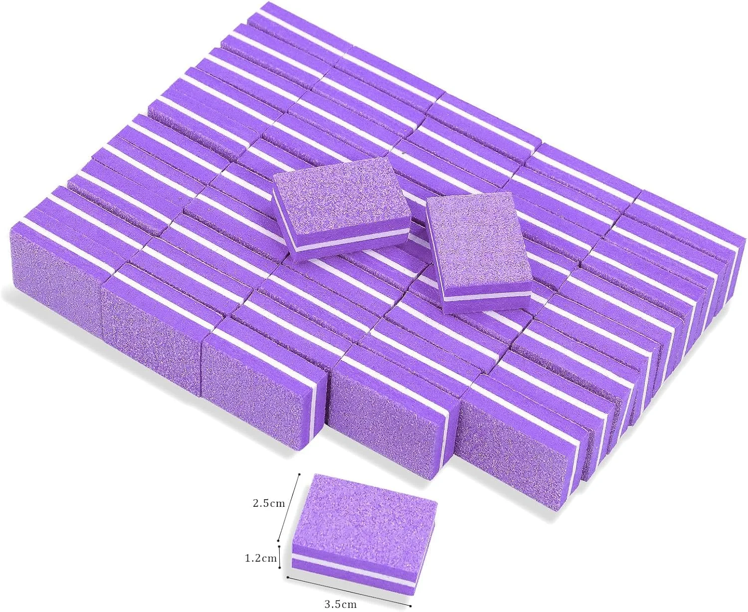 بافر ناخن مینی بنفش 50 عددی، بلوک بافر ناخن برای ناخن های اکریلیک، گریت 100/180، اسفنج بافر دو طرفه، سوهان ناخن برای مانیکور پدیکور