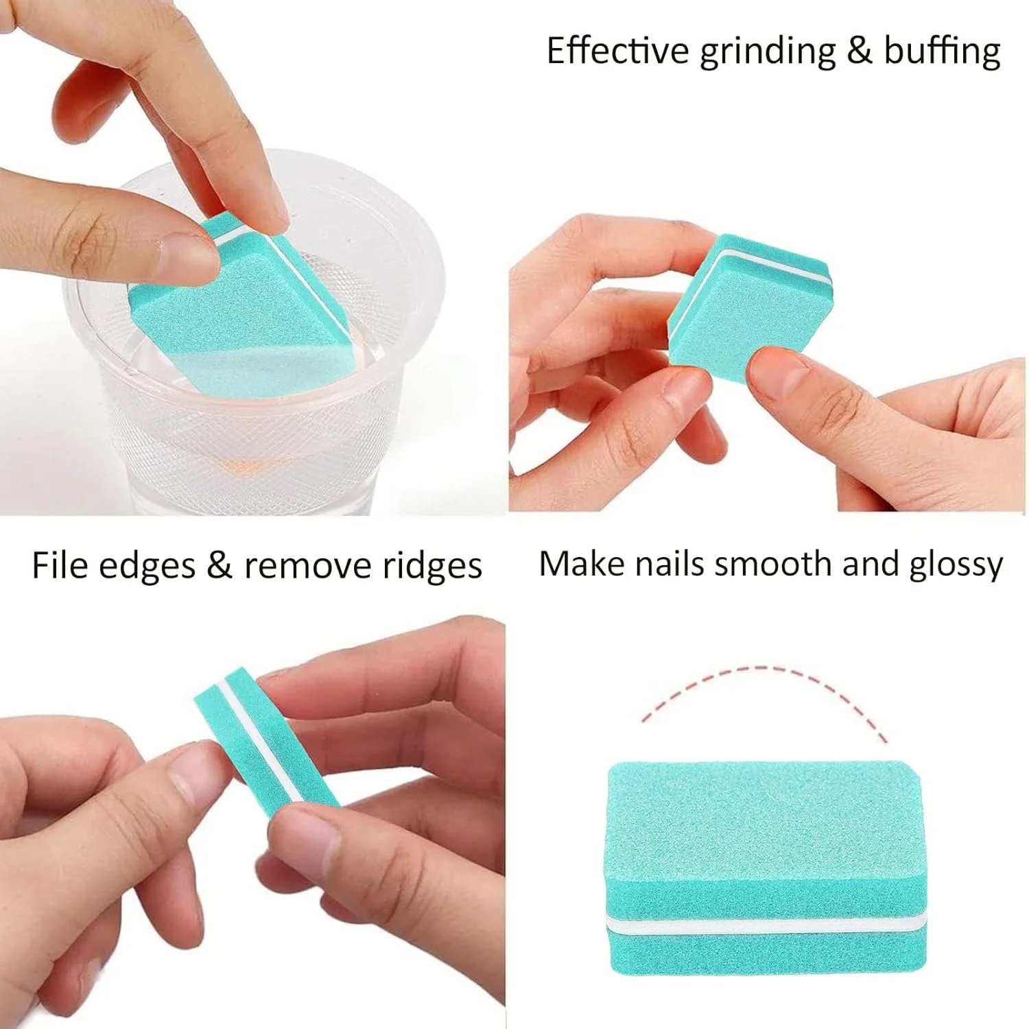 بلاک بافر ناخن 30 عددی، ابزار مانیکور حرفه ای سالنی، مینی قابل حمل، سمباده و بافر ناخن (سبز)
