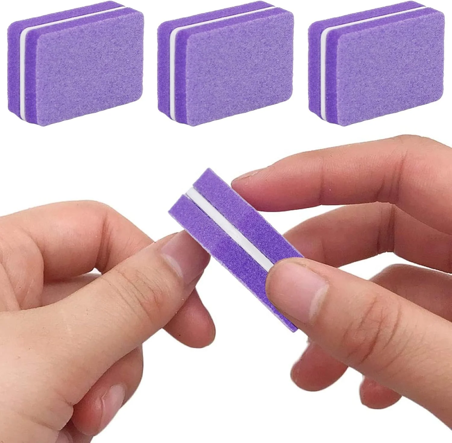 بافر ناخن مینی 30 عددی، ابزار حرفه ای و قابل حمل برای مانیکور و پولیش ناخن در خانه و سالن (بنفش)