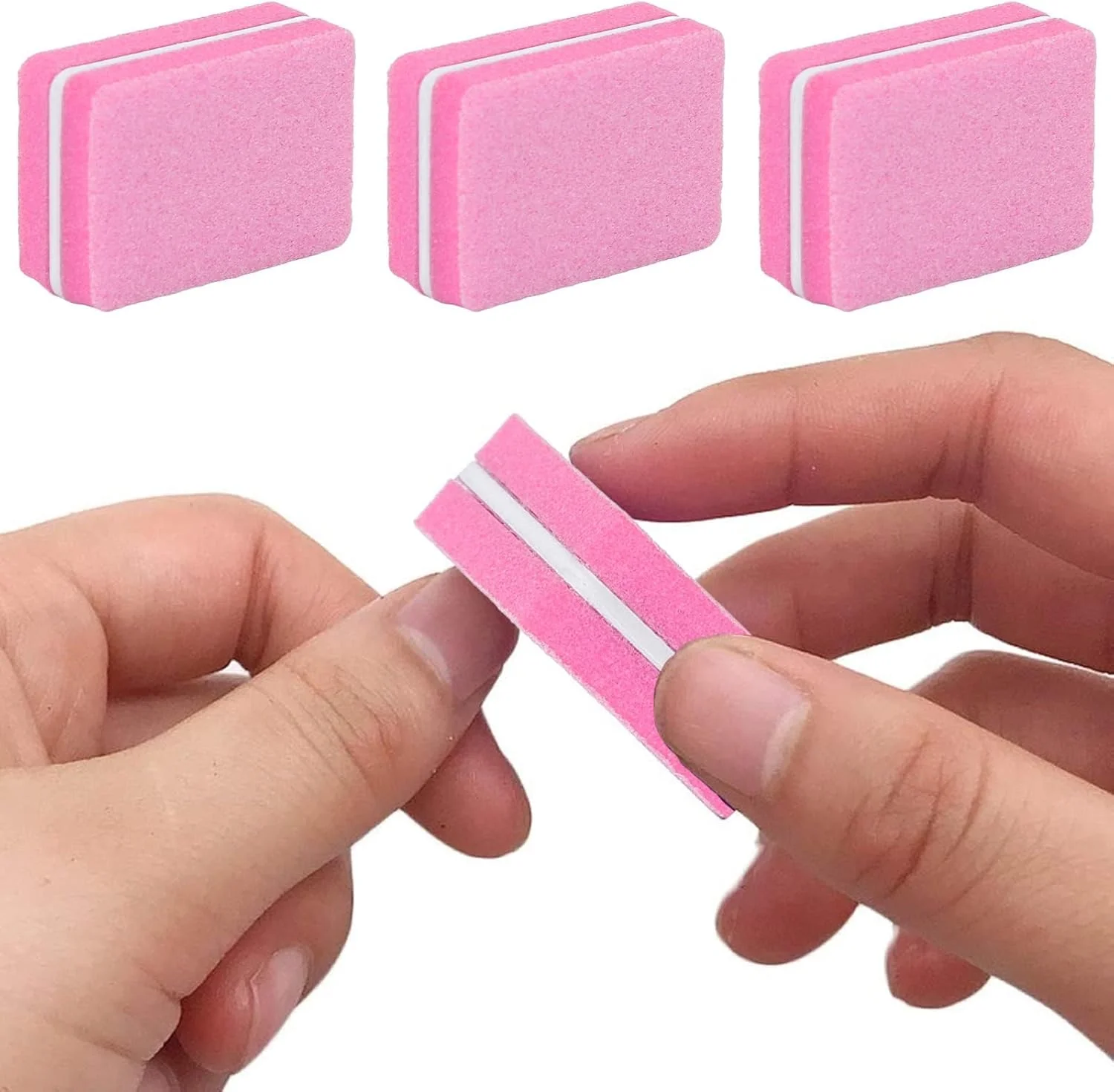 بافر ناخن مینیاتوری 30 عددی، ابزار حرفه ای و قابل حمل برای مانیکور و پولیش ناخن در خانه و سالن (صورتی)