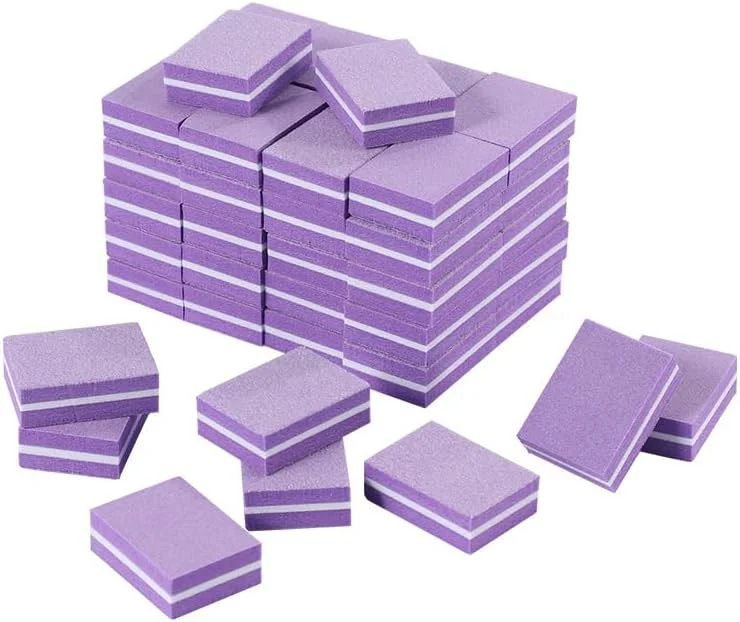 بافر ناخن مینی بنفش 50 عددی، بلوک بافر ناخن برای ناخن های اکریلیک، گریت 100/180، اسفنج بافر دو طرفه، سوهان ناخن برای مانیکور پدیکور