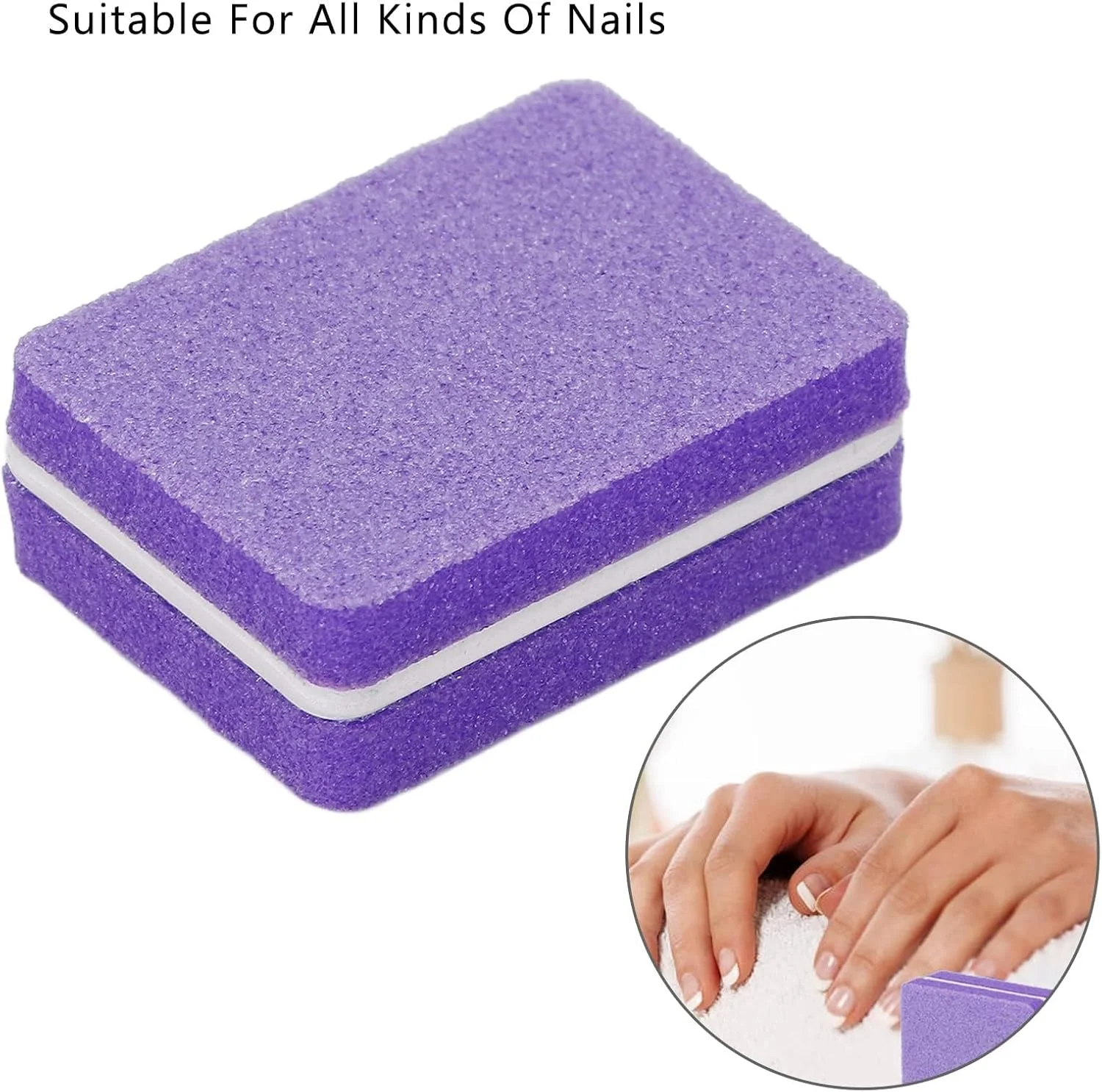 بافر ناخن مینی 30 عددی، ابزار حرفه ای و قابل حمل برای مانیکور و پولیش ناخن در خانه و سالن (بنفش)