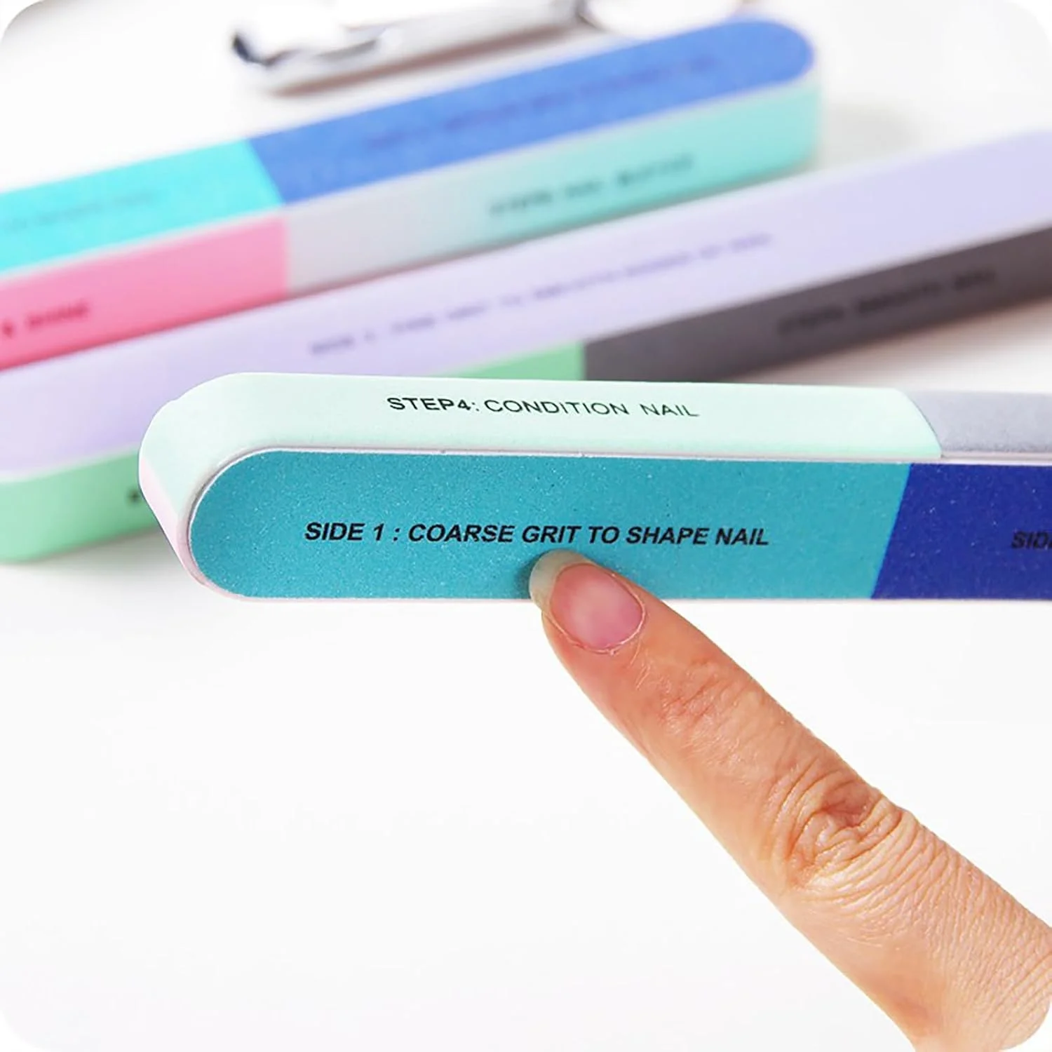 ست بلوک بافر ناخن، سوهان سمباده ای 7 طرفه، ابزار حرفه ای مانیکور برای شکل دادن، صاف کردن، پولیش و درخشان کردن ناخن های طبیعی، کیت بافر 7 در 1