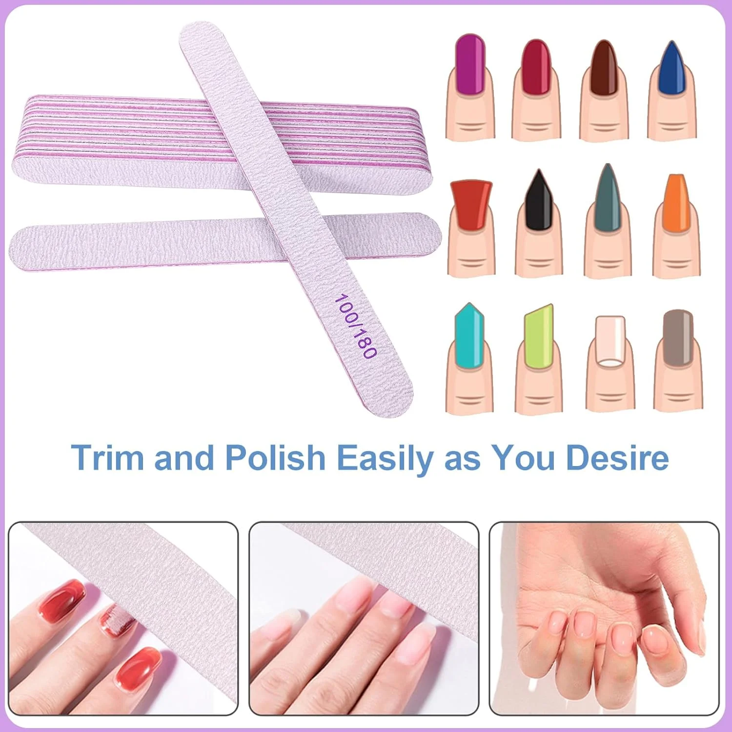 ست سوهان و بافر ناخن (16 عددی)، کیت سوهان ناخن، سوهان و بافرهای حرفه ای، لوازم مانیکور، بافر سوهان برای ناخن های طبیعی، بافر پولیش 7 طرفه با درجه زبری 100/180 برای مراقبت از ناخن