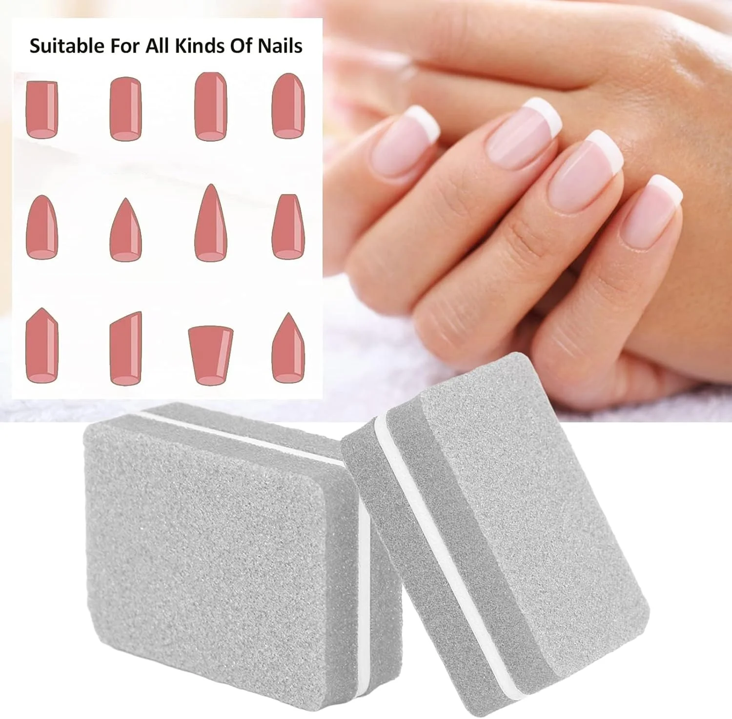 بلاک بافر ناخن 30 عددی، حرفه ای، سالنی، مینی، قابل حمل، ابزار مانیکور (خاکستری)