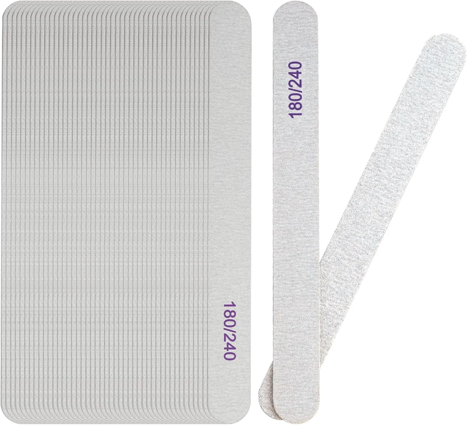 ۵۰ عدد سوهان ناخن حرفه ای برای ناخن های طبیعی، اکریلیک و ژلی، سمباده دو طرفه برای ناخن ها، ابزار سوهان ناخن با قابلیت استفاده مجدد (۱۸۰/۲۴۰)