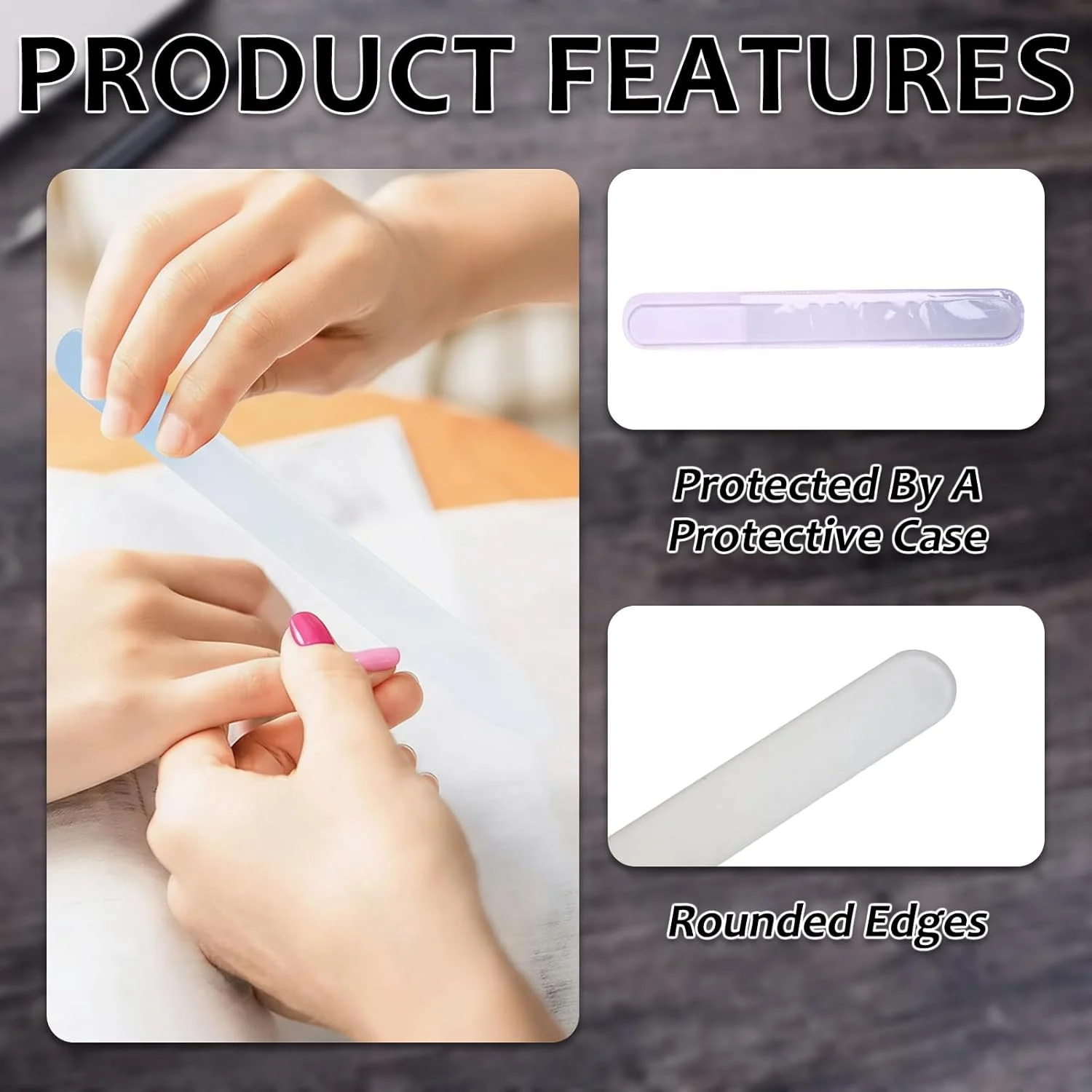 سوهان ناخن شیشه ای حرفه ای برای ناخن های طبیعی، سوهان ناخن کریستالی بادوام با بافر سه طرفه، طراحی قابل حمل برای استفاده در خانه و سالن