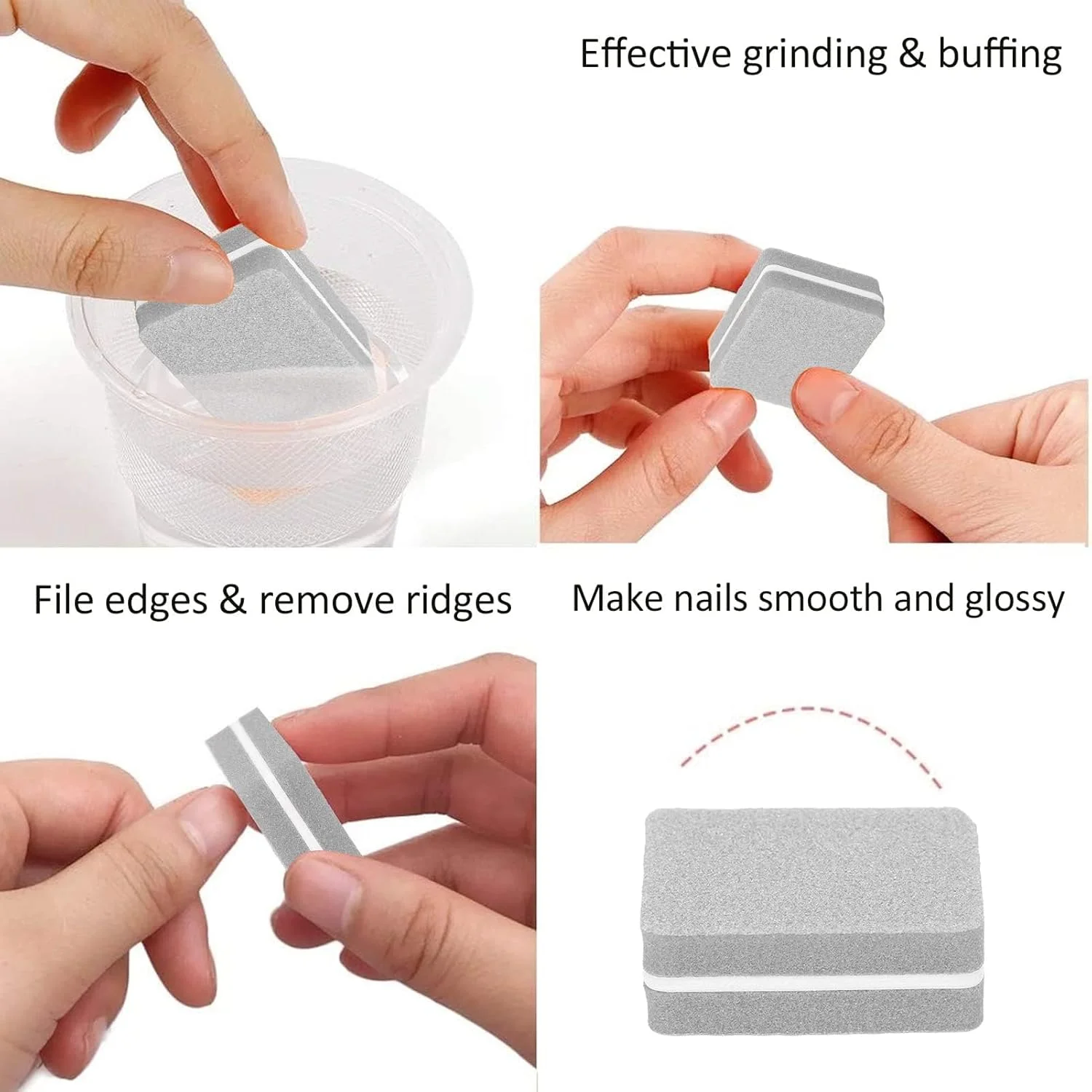 بلاک بافر ناخن 30 عددی، حرفه ای، سالنی، مینی، قابل حمل، ابزار مانیکور (خاکستری)