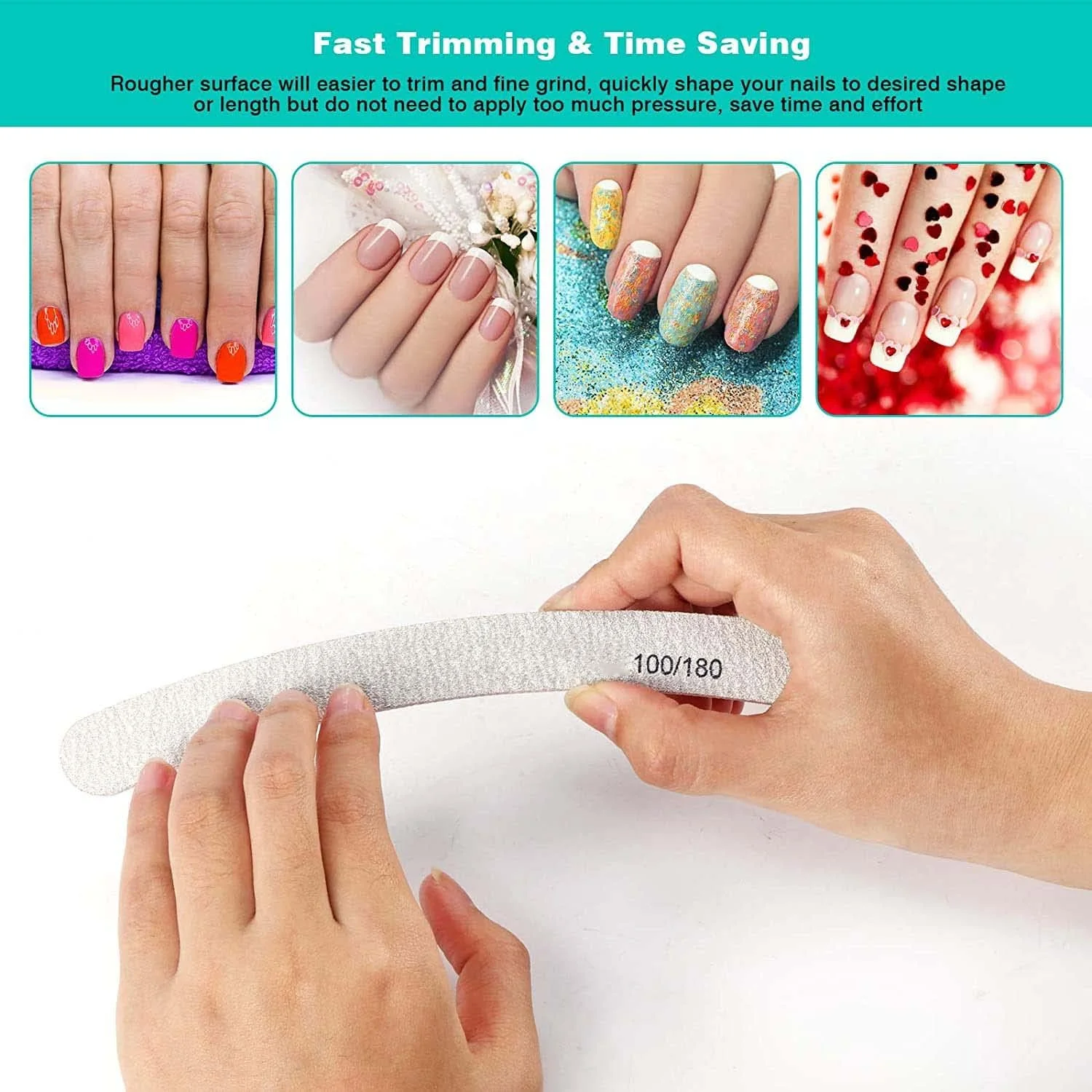 سوهان ناخن SYOSI، ست سوهان ناخن حرفه ای، سوهان ناخن خمیده، درجه زبری 100/180 دو طرفه، ابزار مانیکور برای استفاده در خانه و سالن، 25 عدد سوهان ناخن SYOSI، ست سوهان ناخن حرفه ای، سوهان ناخن خمیده، درجه زبری 100/180 دو طرفه، ابزار مانیکور برای استفاده در خانه و سالن، 25 عدد