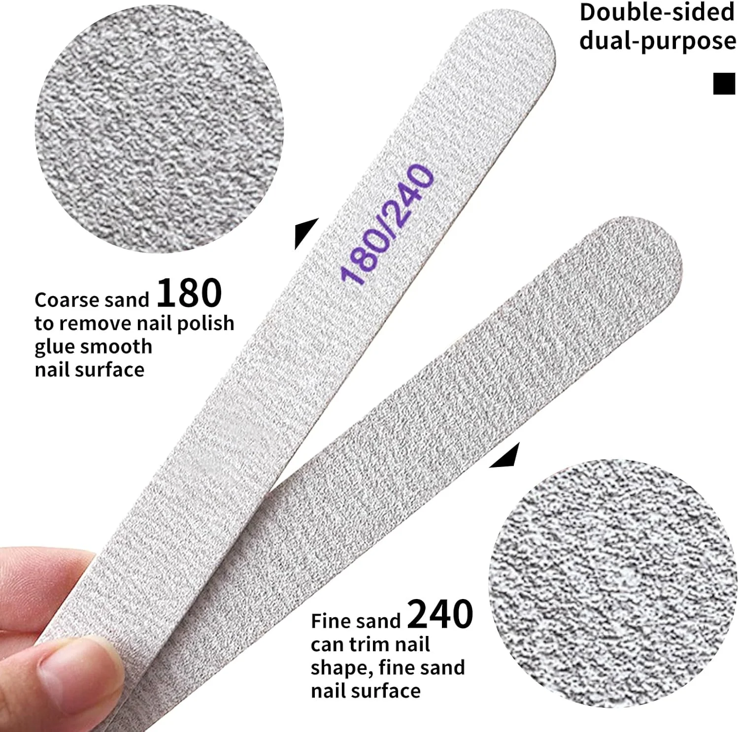 ۵۰ عدد سوهان ناخن حرفه ای برای ناخن های طبیعی، اکریلیک و ژلی، سمباده دو طرفه برای ناخن ها، ابزار سوهان ناخن با قابلیت استفاده مجدد (۱۸۰/۲۴۰)