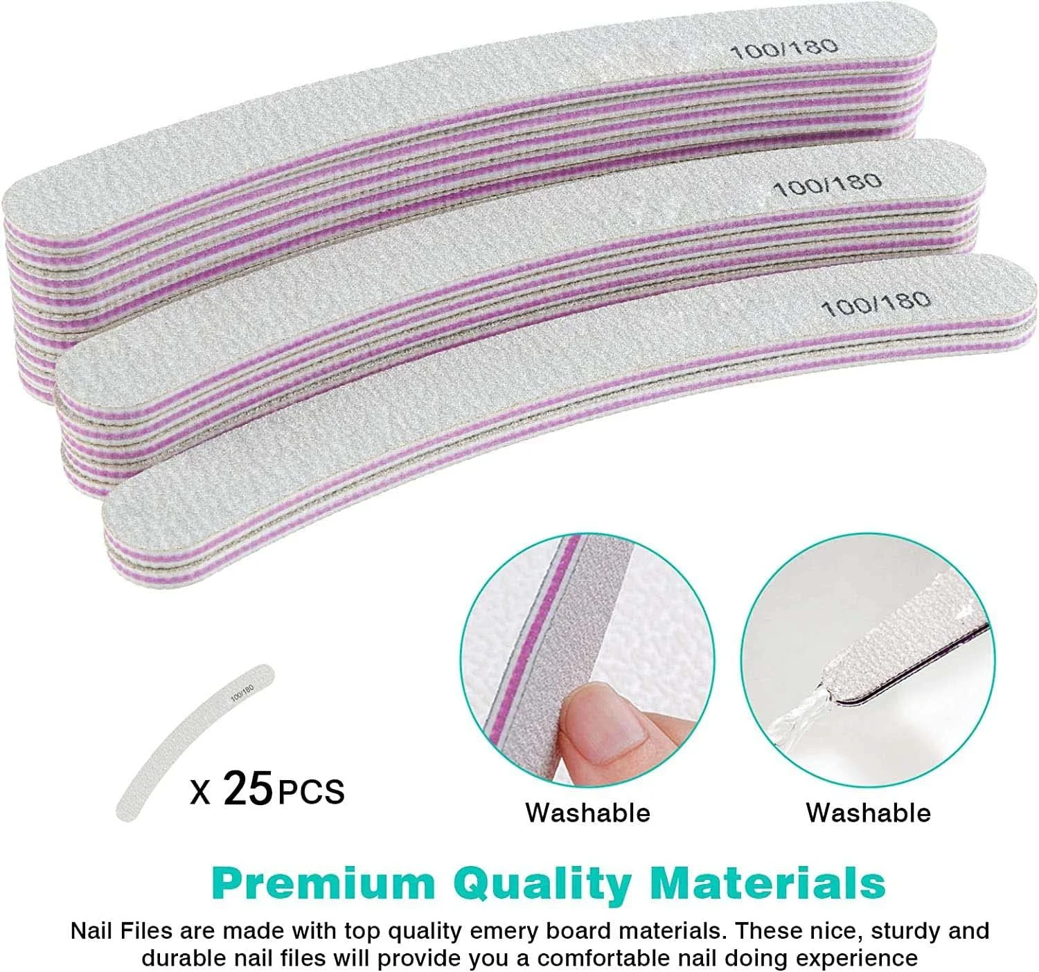 سوهان ناخن SYOSI، ست سوهان ناخن حرفه ای، سوهان ناخن خمیده، درجه زبری 100/180 دو طرفه، ابزار مانیکور برای استفاده در خانه و سالن، 25 عدد سوهان ناخن SYOSI، ست سوهان ناخن حرفه ای، سوهان ناخن خمیده، درجه زبری 100/180 دو طرفه، ابزار مانیکور برای استفاده در خانه و سالن، 25 عدد