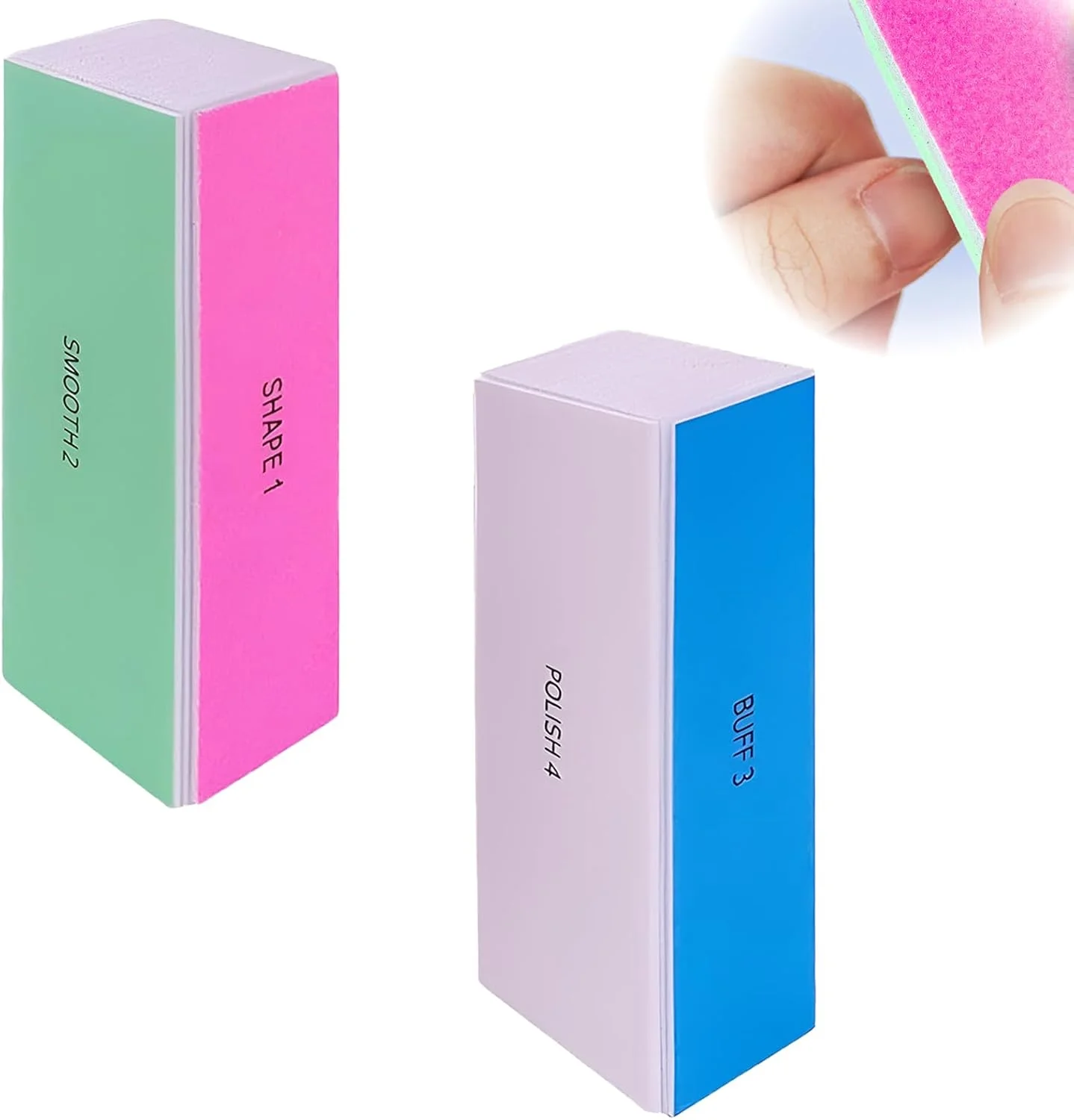 بسته 2 عددی بافر 4 طرفه ناخن، بافر ناخن، سوهان پولیش، ناخن های انگشت، سوهان ناخن حرفه ای، ناخن های طبیعی، بلوک پولیش برای ناخن، سوهان ناخن قابل شستشو برای پولیش و درخشان کردن