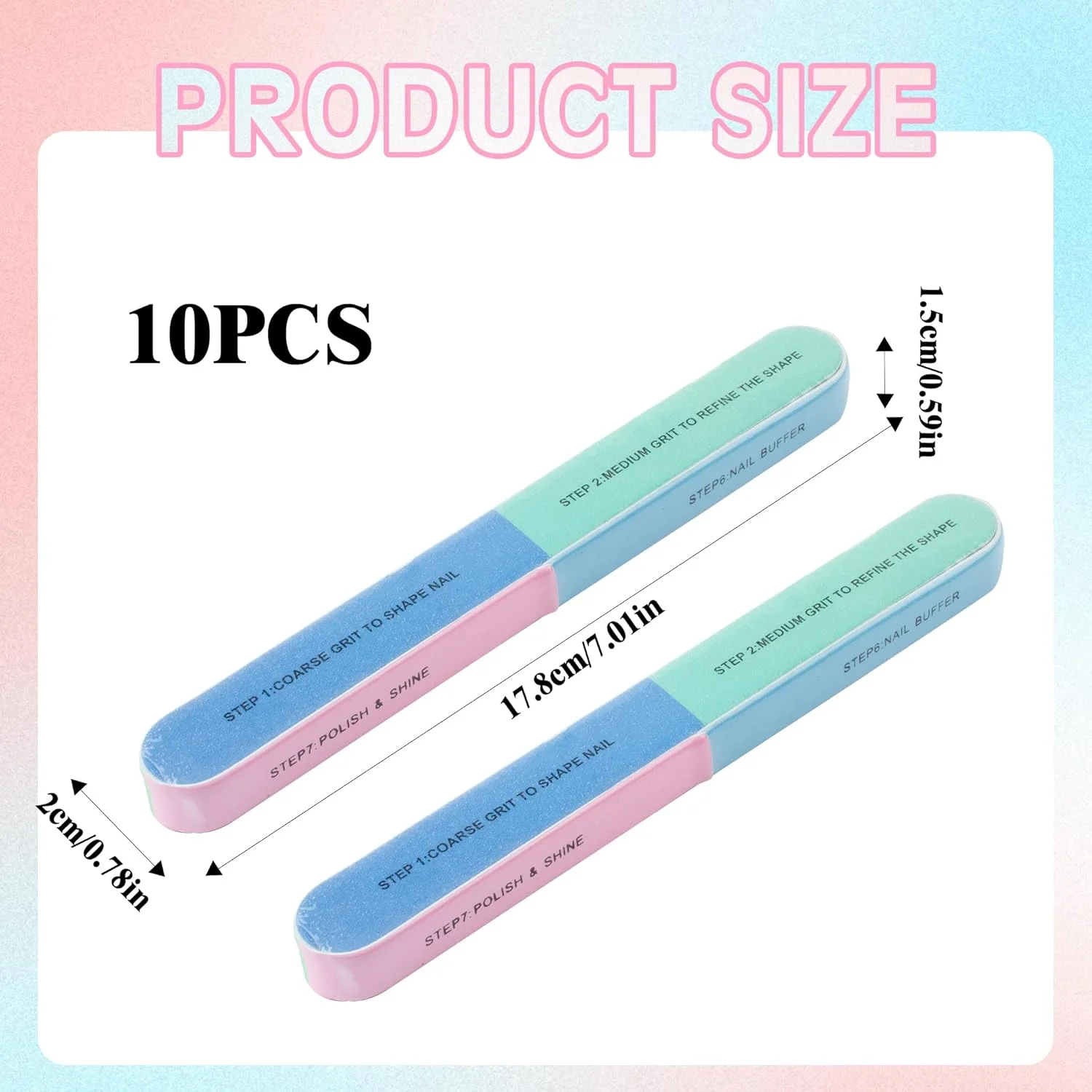 بافر ناخن 10 عددی، سوهان ناخن 7 طرفه برای شکل دهی دقیق، بافر بلوک ناخن برای مانیکور، بلوک پاک کننده ناخن های ژلی آکریلیک، مناسب استفاده خانگی و سالن، صاف، پولیش و سمباده زدن پدیکور