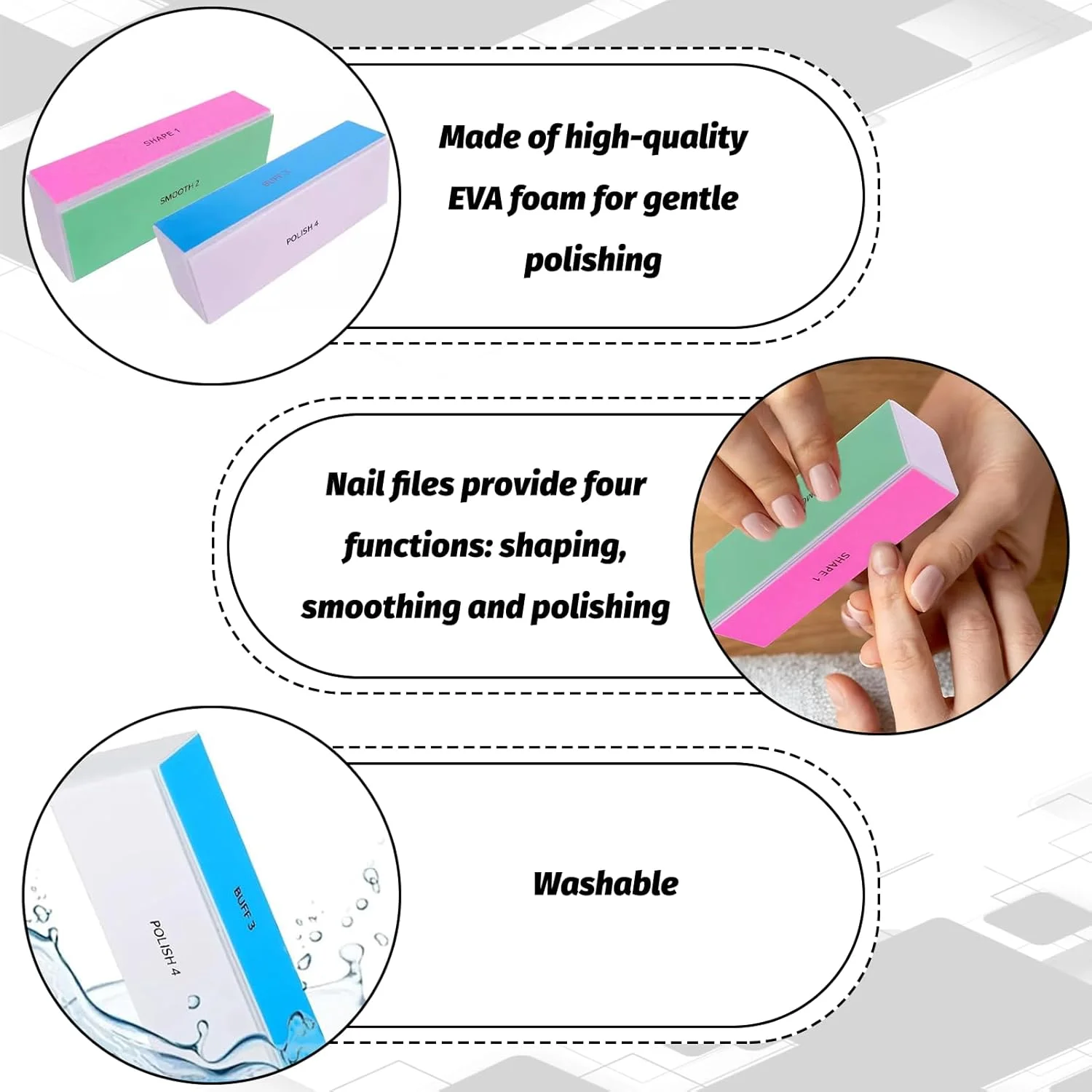 بسته 2 عددی بافر 4 طرفه ناخن، بافر ناخن، سوهان پولیش، ناخن های انگشت، سوهان ناخن حرفه ای، ناخن های طبیعی، بلوک پولیش برای ناخن، سوهان ناخن قابل شستشو برای پولیش و درخشان کردن