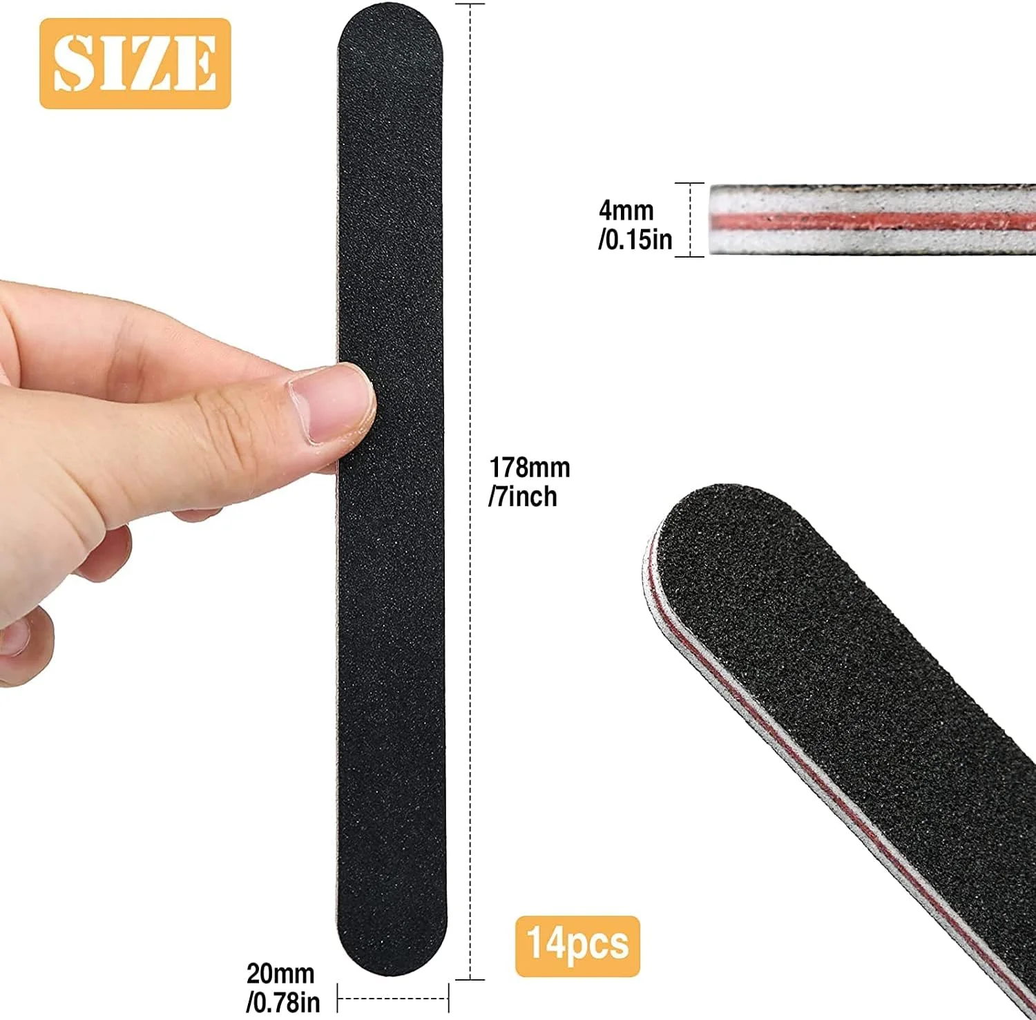 ست سوهان ناخن Premify، سوهان دو طرفه سمباده ای - ابزار مانیکور سوهان بافر ناخن برای آراستگی و حالت دادن به ناخن - مشکی درجه زبری 100/180 (6 عدد سوهان ناخن)