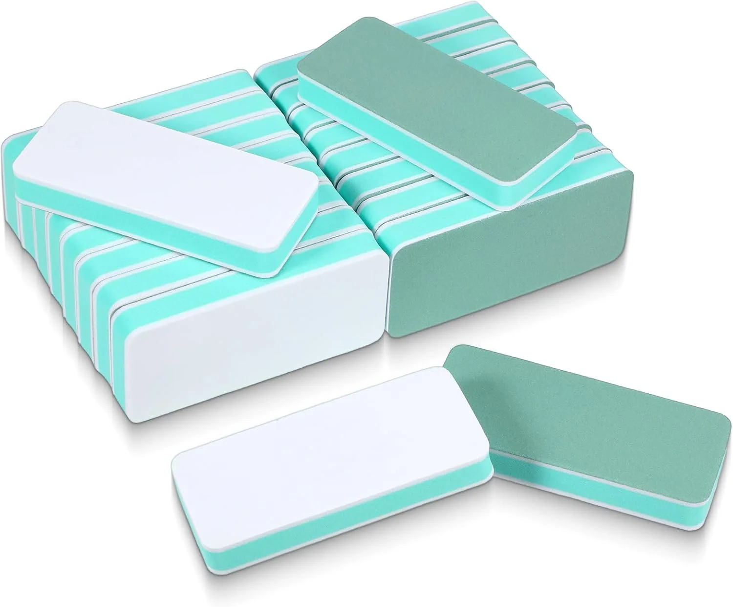 مجموعه 20 عددی سوهان و بافر ناخن Piriuuo، بافر ناخن حرفه ای مینی، بافر مستطیلی ناخن، سوهان ناخن برای ناخن های اکریلیک و ناخن های طبیعی درجه زبری 1000/4000 (سبز)