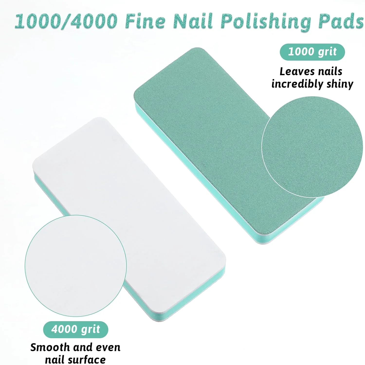 مجموعه 20 عددی سوهان و بافر ناخن Piriuuo، بافر ناخن حرفه ای مینی، بافر مستطیلی ناخن، سوهان ناخن برای ناخن های اکریلیک و ناخن های طبیعی درجه زبری 1000/4000 (سبز)