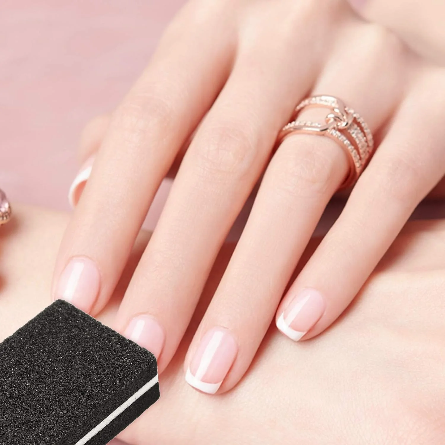 OSALADI 50 عدد پولیش ناخن سمباده ای، مینی بافر ناخن 4 طرفه، بلوک سمباده ای، سوهان ناخن اسفنجی برای کیت طراحی ناخن اکریلیک، ابزار مانیکور، مشکی