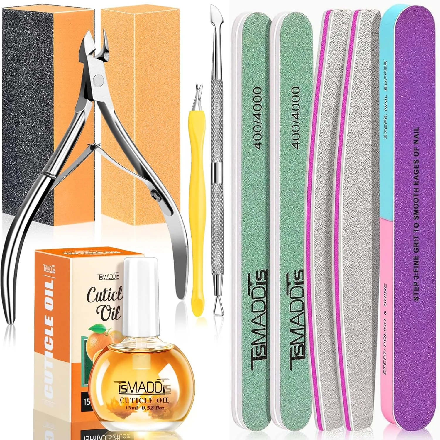ست مانیکور زنانه TsMADDTs با سوهان ناخن، بافر بلاک، بافرهای پولیش، نیپر کوتیکول، پوشر و روغن کوتیکول ست مانیکور زنانه TsMADDTs با سوهان ناخن، بافر بلاک، بافرهای پولیش، نیپر کوتیکول، پوشر و روغن کوتیکول