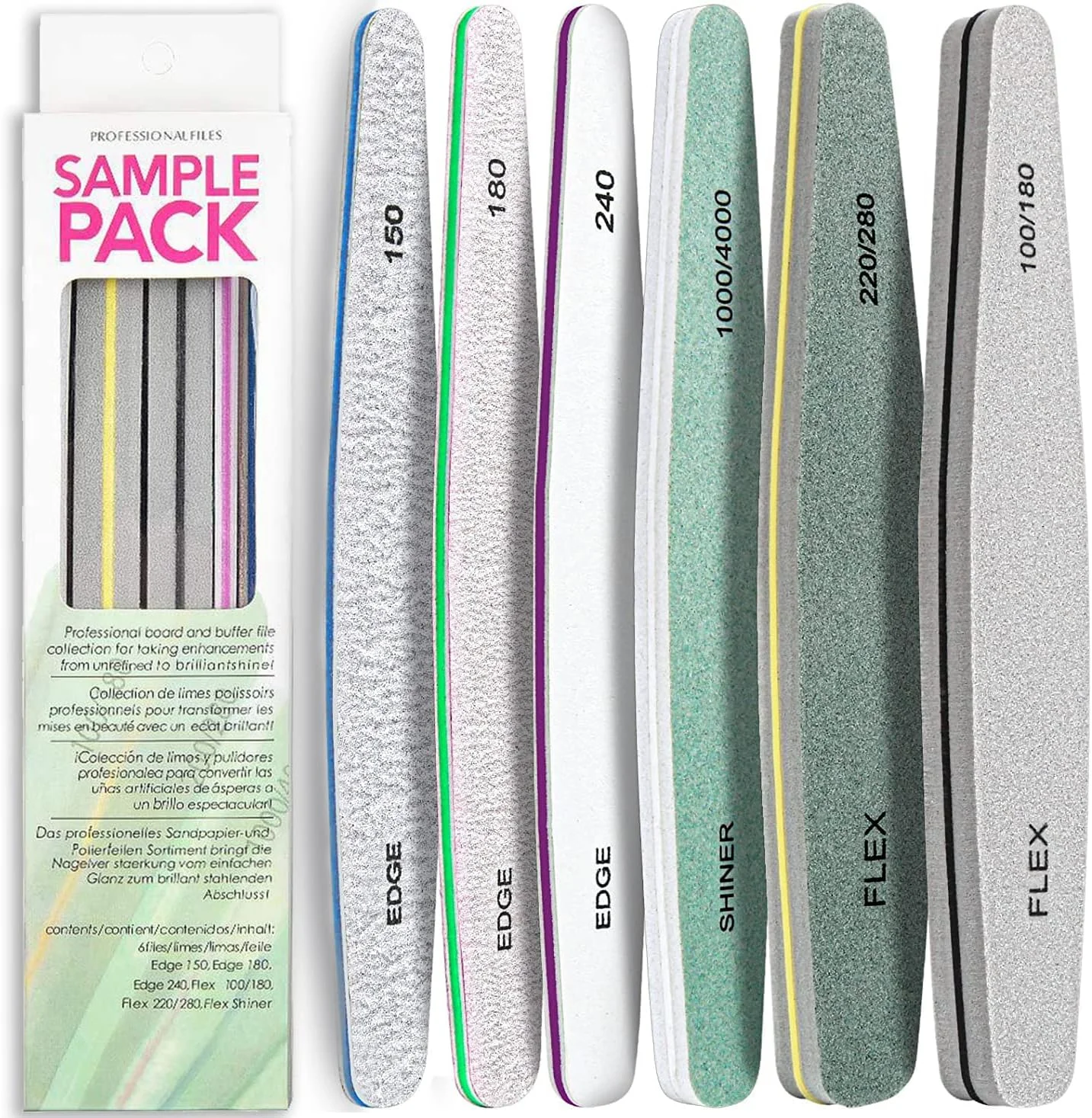 بافر سوهان ناخن TOMVAES، بسته 6 عددی، ست سوهان ناخن ژلی، سوهان بافر ناخن حرفه ای، بلوک بافر ناخن، سوهان مانیکور طبیعی، پولیش ناخن، دو طرفه قابل شستشو