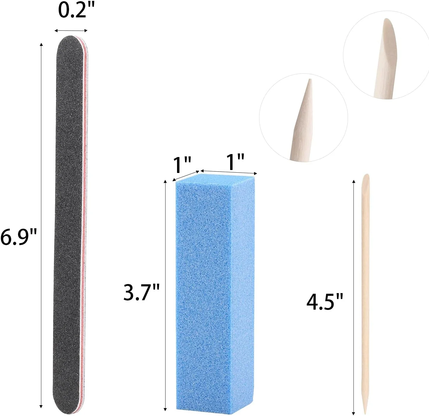 تی‌بست‌مکس 100 عدد چوب نارنجی برای ناخن، دو طرفه، چند منظوره، چوب کوتیکول چوبی، 6 عدد سوهان ناخن با گریت 100/180 و 6 عدد بافر بلاک
