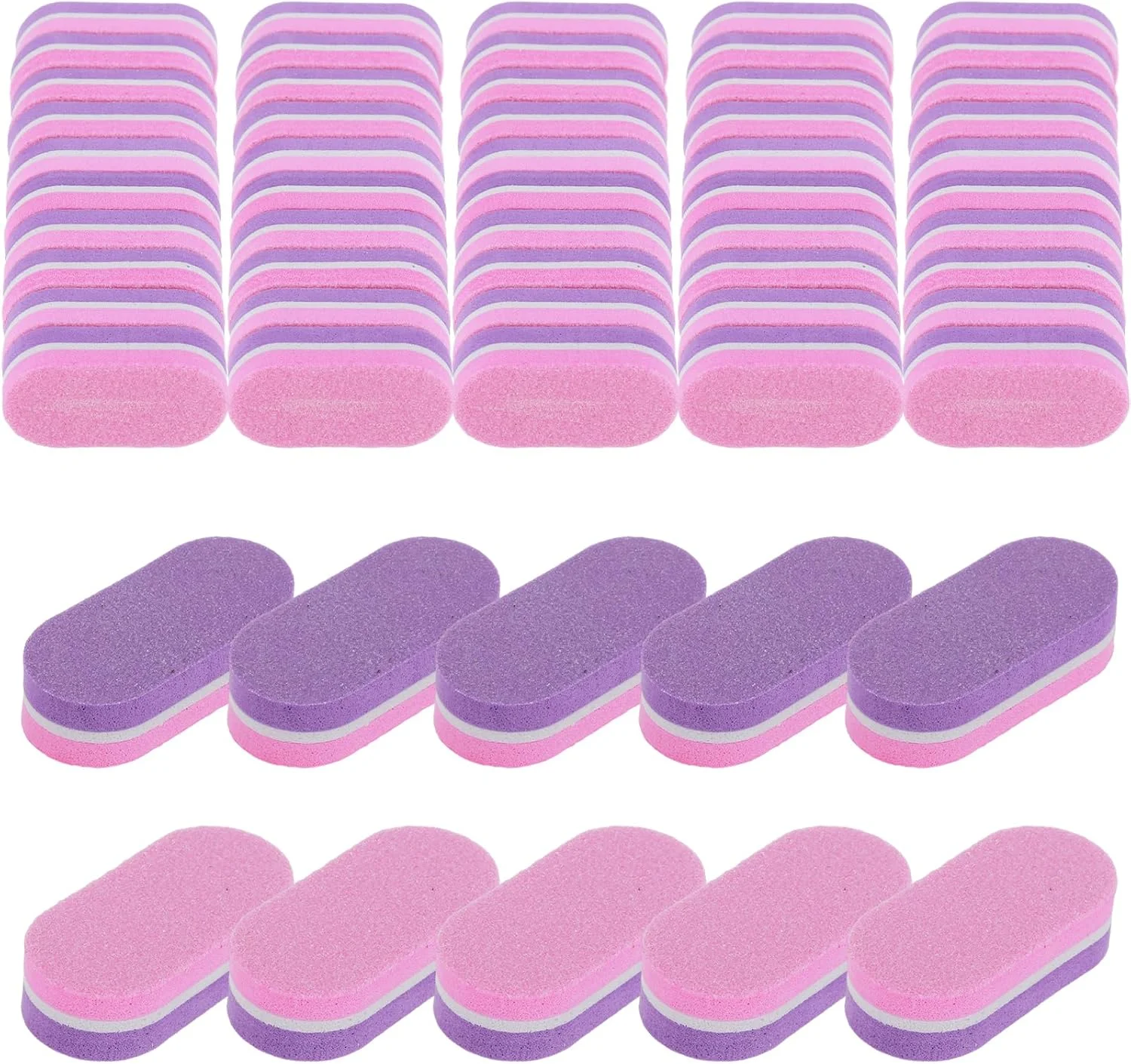 YUXIANLB بسته 50 عددی مینی اسفنجی بافر ناخن، سوهان و بافر ناخن دو طرفه با درجه زبری 100/180 برای صاف و صیقلی کردن ناخن های اکریلیک (صورتی و بنفش) YUXIANLB بسته 50 عددی مینی اسفنجی بافر ناخن، سوهان و بافر ناخن دو طرفه با درجه زبری 100/180 برای صاف و صیقلی کردن ناخن های اکریلیک (صورتی و بنفش)